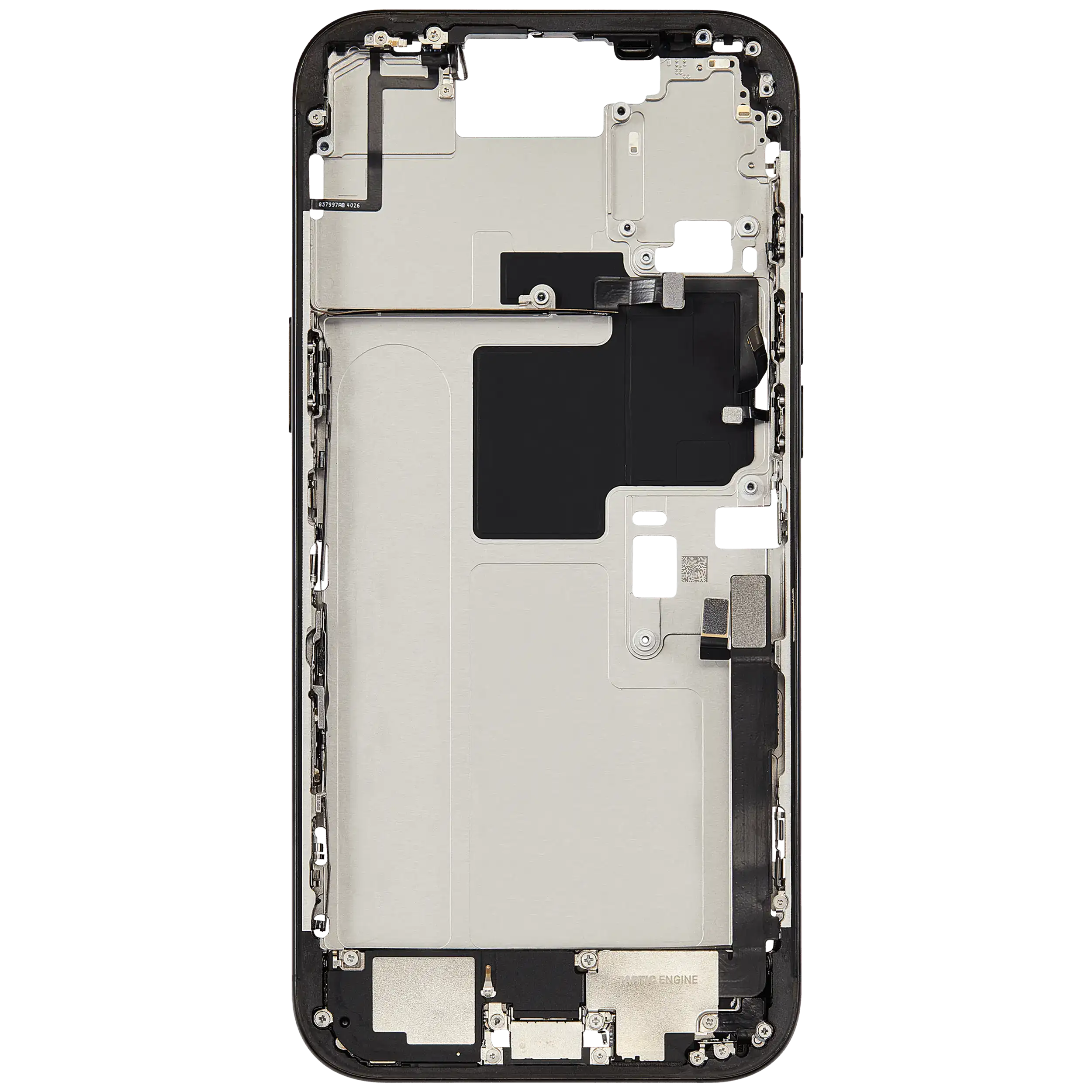 Midframe/Rahmen mit Ladebuchse Flex & Small Parts für iPhone 16 Pro Max (EU / Global Version) (gebrauchter OEM-Ausbau, Qualität C) (Schwarz Titanium)