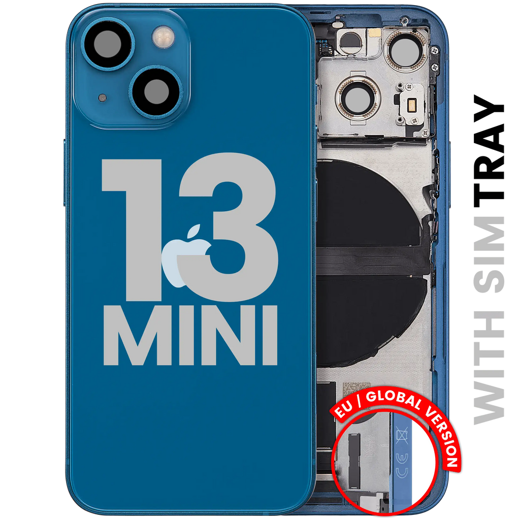 Backcover/Rahmen mit Ladebuchse Flex & Small Parts für iPhone 13 Mini (EU / Global Version) (gebrauchter OEM-Ausbau, Qualität C) (Blau)