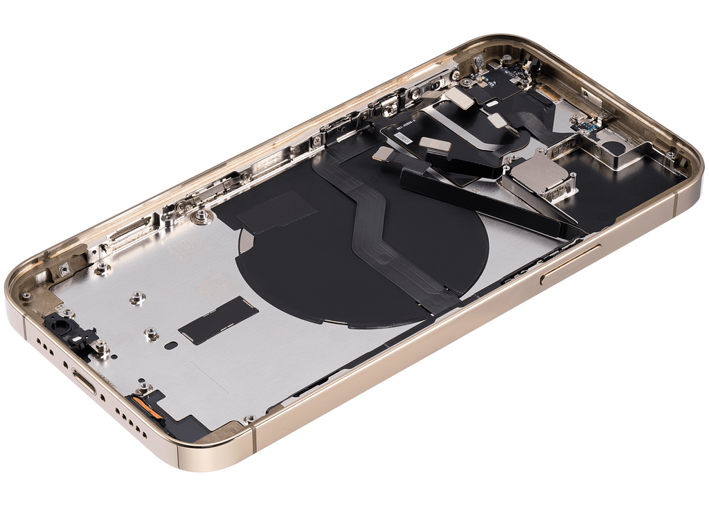 Backcover/Rahmen mit Small Parts für iPhone 12 Pro (EU / Global Version) (gebrauchter OEM-Ausbau, Qualität C) (Gold)