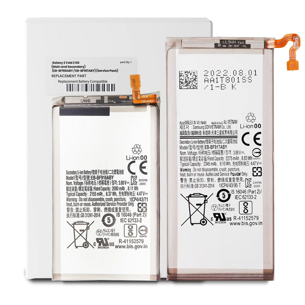 Replacement Battery (Main and Secondary) for Samsung Galaxy Z Fold 2 5G (EB-BF916ABY / EB-BF917ABY) (Service Pack)