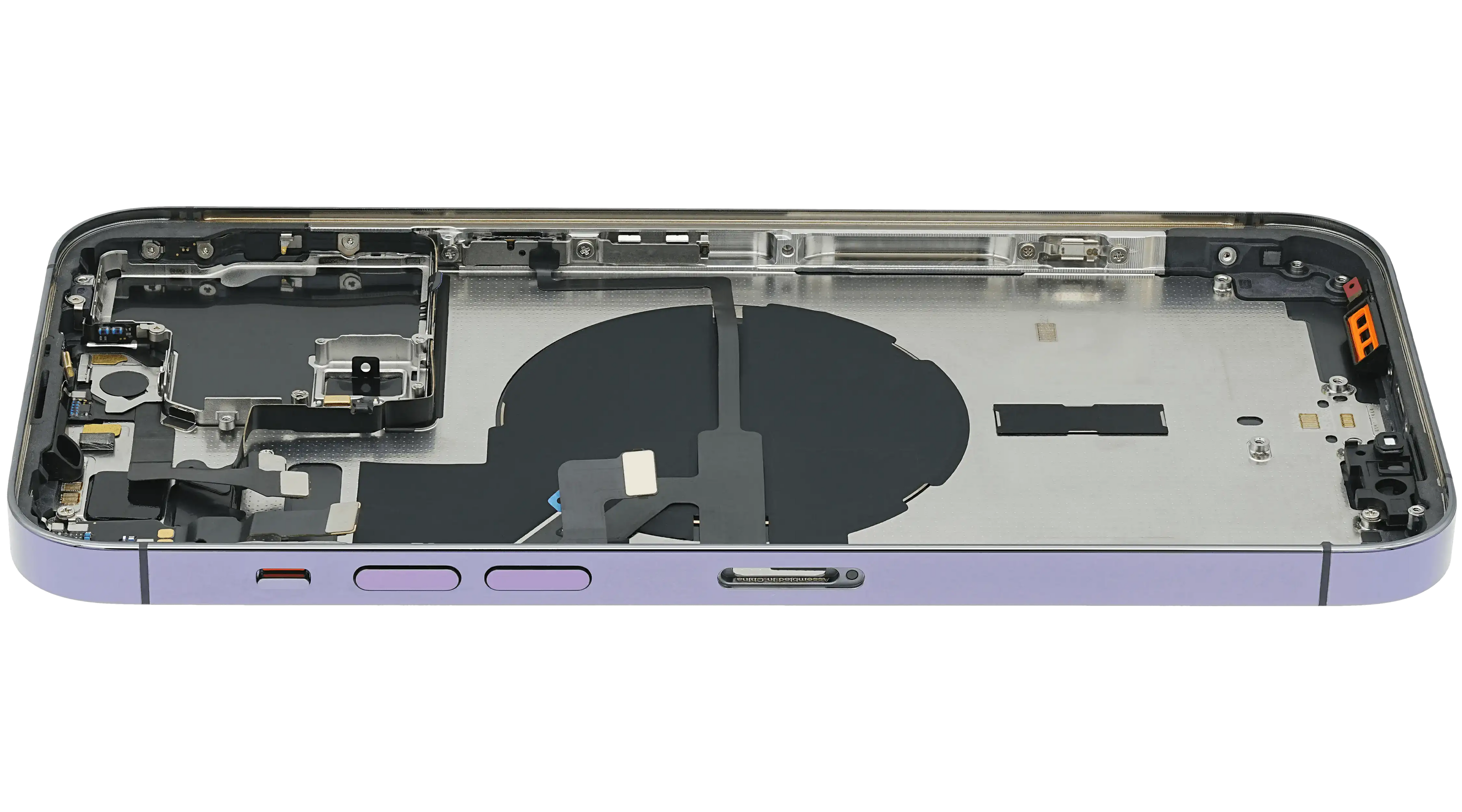 Backcover/Rahmen mit Small Parts für iPhone 14 Pro Max (EU / Global Version) (gebrauchter OEM-Ausbau, Qualität B) (Deep Purple)
