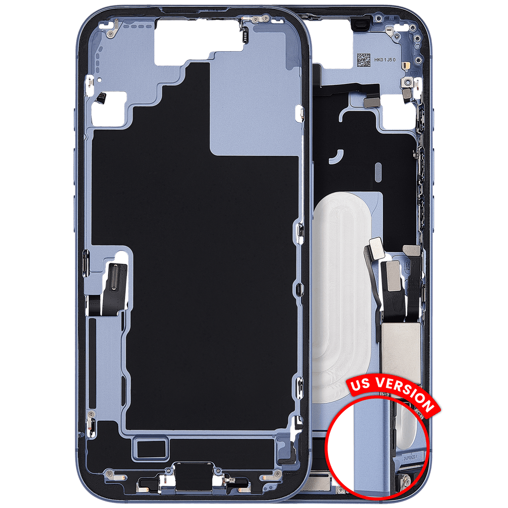 Midframe/Rahmen mit Ladebuchse Flex & Small Parts für iPhone 17 (US-Version) (gebrauchter OEM-Ausbau, Qualität C) (Mist Blue)