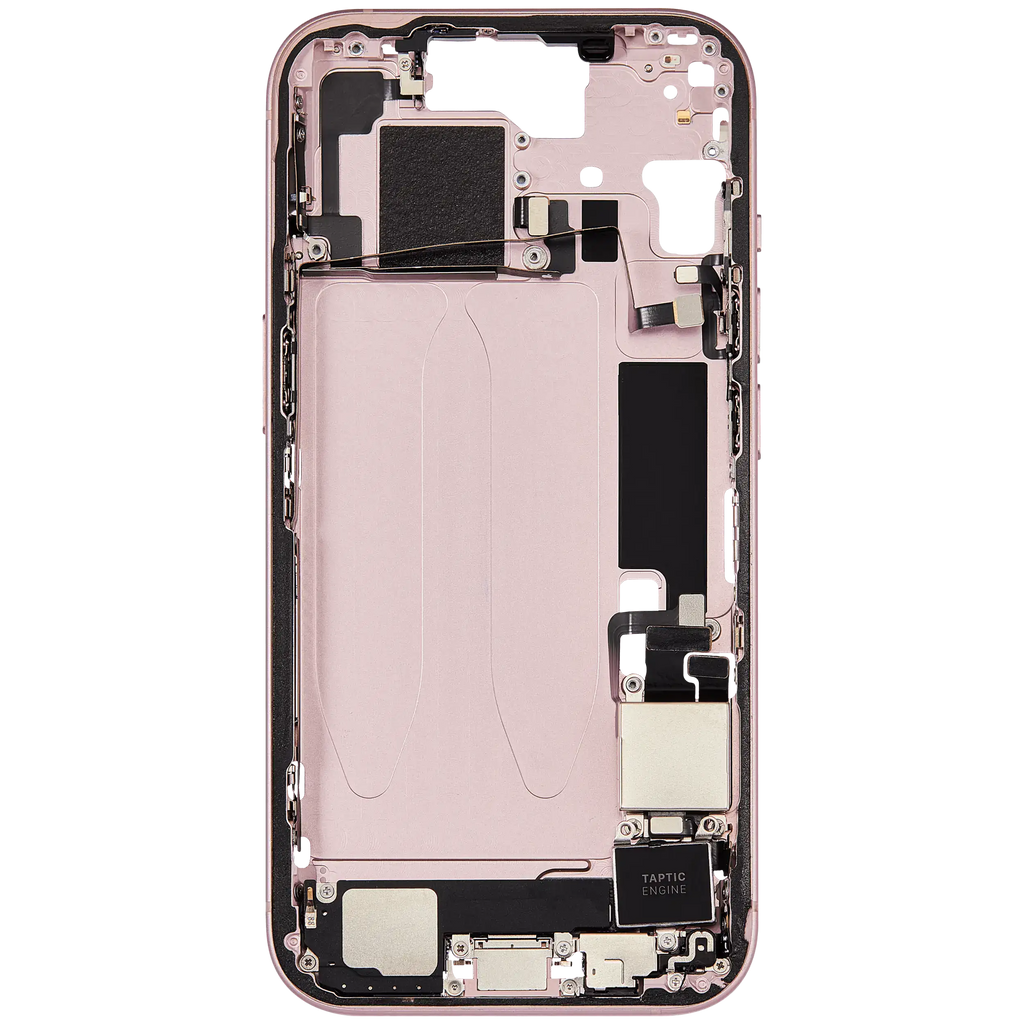 Midframe/Rahmen mit Ladebuchse Flex & Small Parts für iPhone 15 (US-Version) (gebrauchter OEM-Ausbau, Qualität C) (Pink)