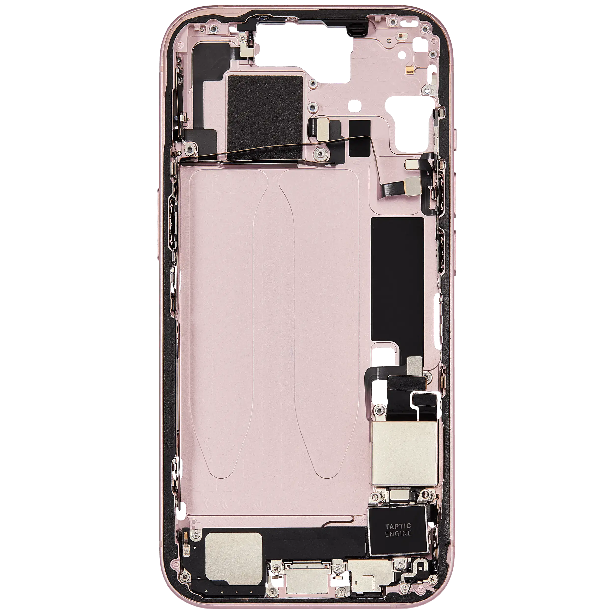 Midframe/Rahmen mit Ladebuchse Flex & Small Parts für iPhone 15 (US-Version) (gebrauchter OEM-Ausbau, Qualität C) (Pink)