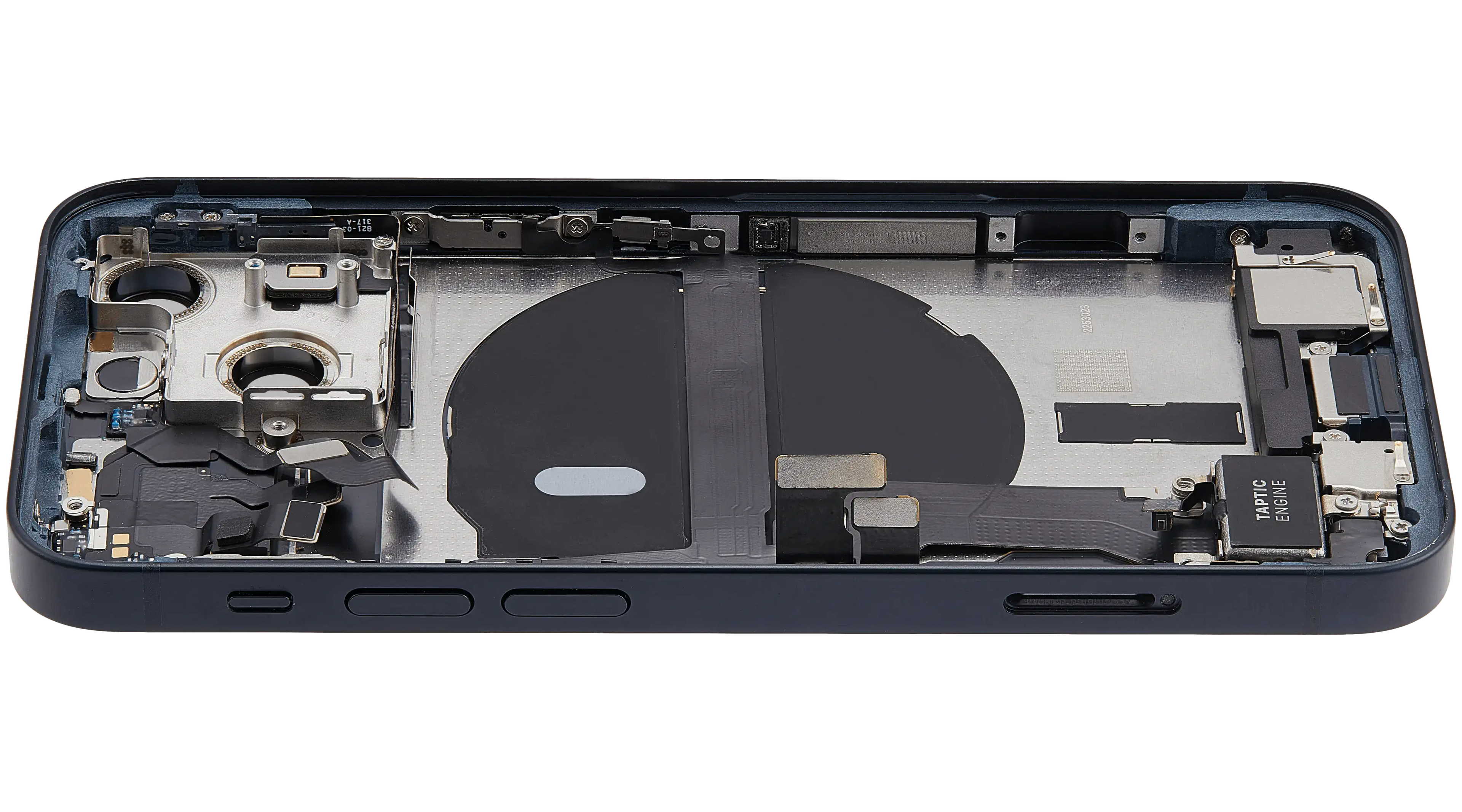 Backcover/Rahmen mit Ladebuchse Flex & Small Parts für iPhone 13 Mini (US-Version) (gebrauchter OEM-Ausbau, Qualität B) (Midnight)