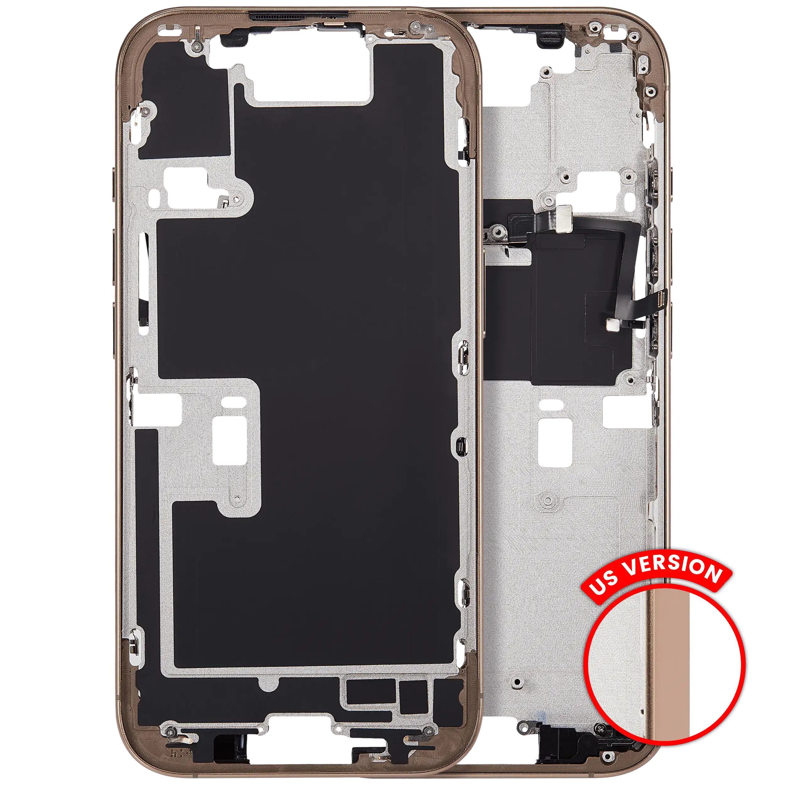 Midframe/Rahmen mit Power And Volume Button für iPhone 16 Pro (US-Version) (Aftermarket Plus) (Desert Titanium)