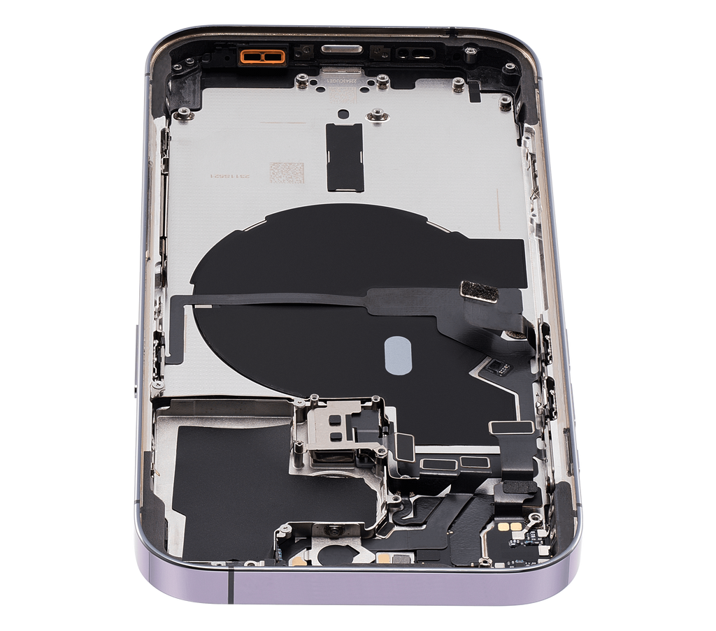 Backcover/Rahmen mit Small Parts für iPhone 14 Pro (EU / Global Version) (gebrauchter OEM-Ausbau, Qualität A) (Deep Purple)