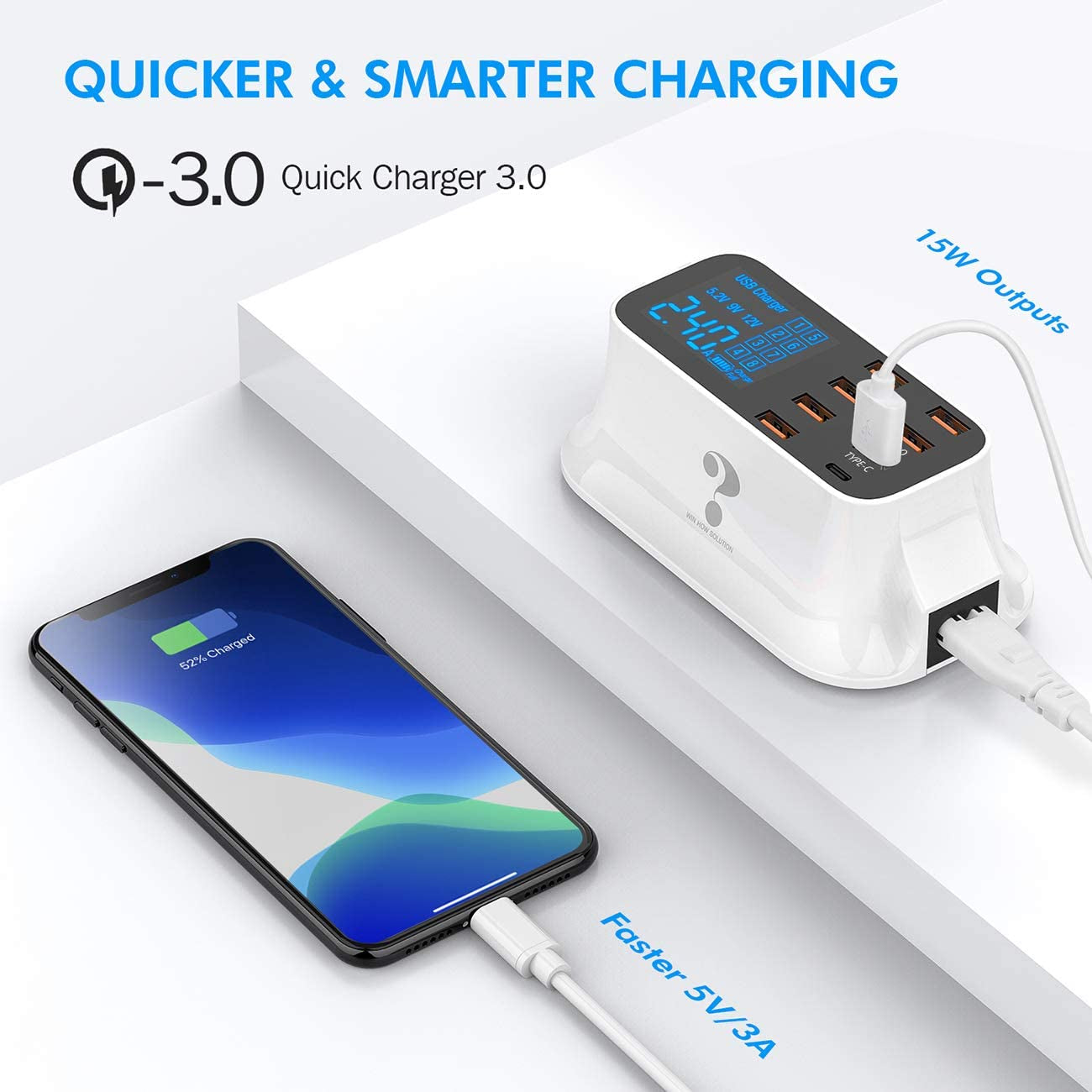 USB Fast Charging Hub with Quick Charge 3.0 (8 Ports) (A19Q)
