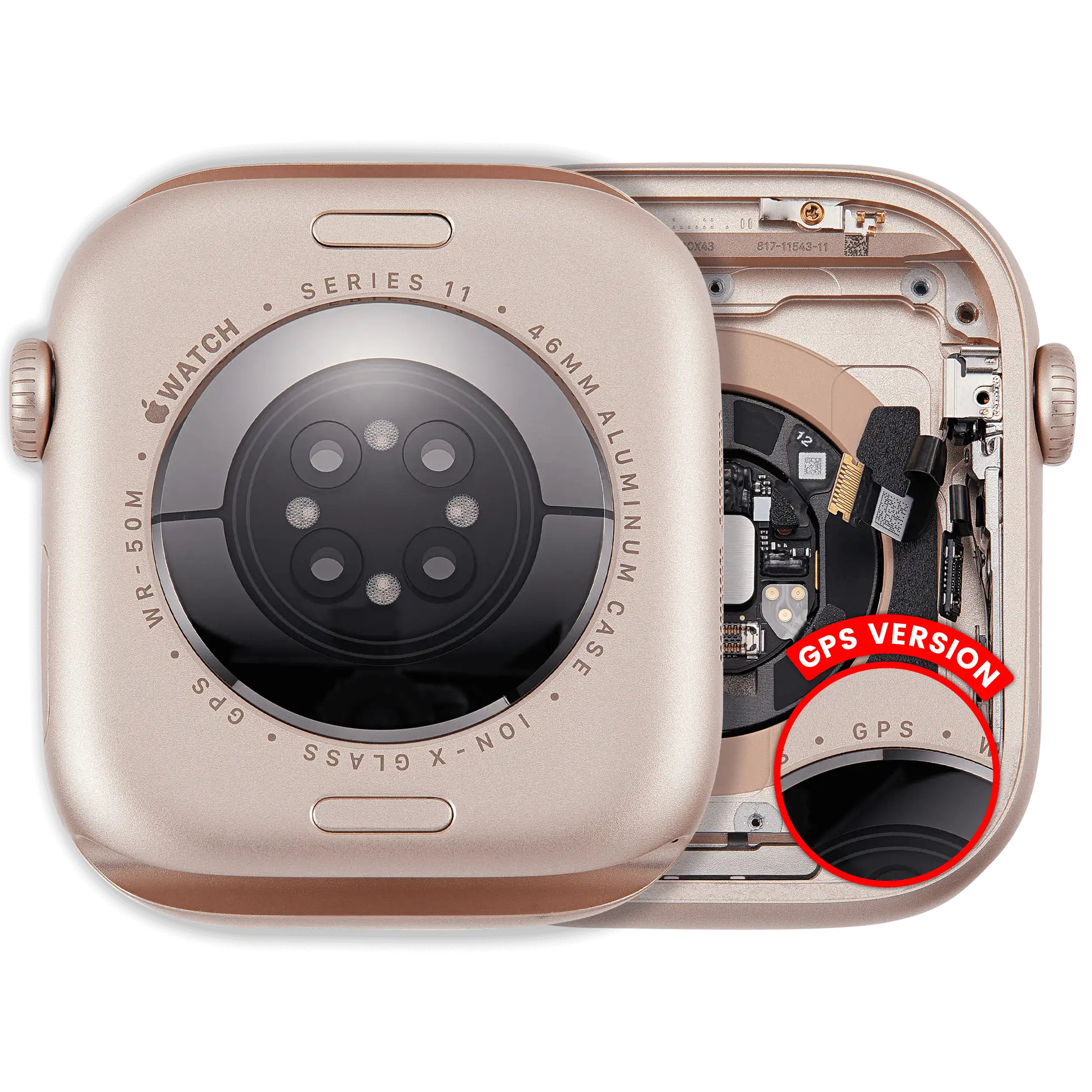 Backcover/Rahmen für Watch Series 11 (46MM) (gebrauchter OEM-Ausbau, Qualität A) (GPS Version) (Aluminum / Rose Gold)