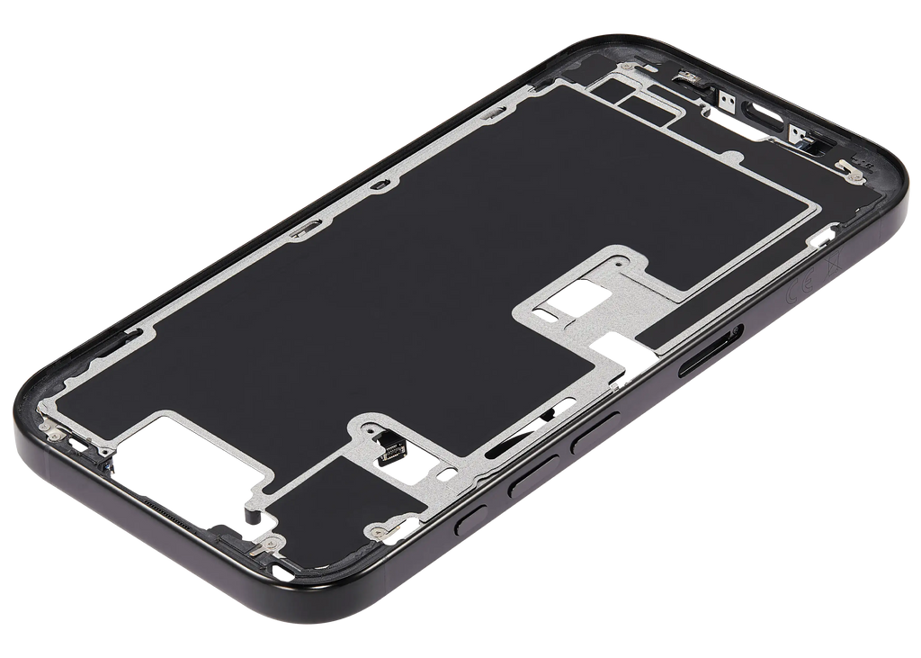 Midframe/Rahmen mit Power And Volume Button für iPhone 16 Pro (EU / Global Version) (Aftermarket Plus) (Schwarz Titanium)