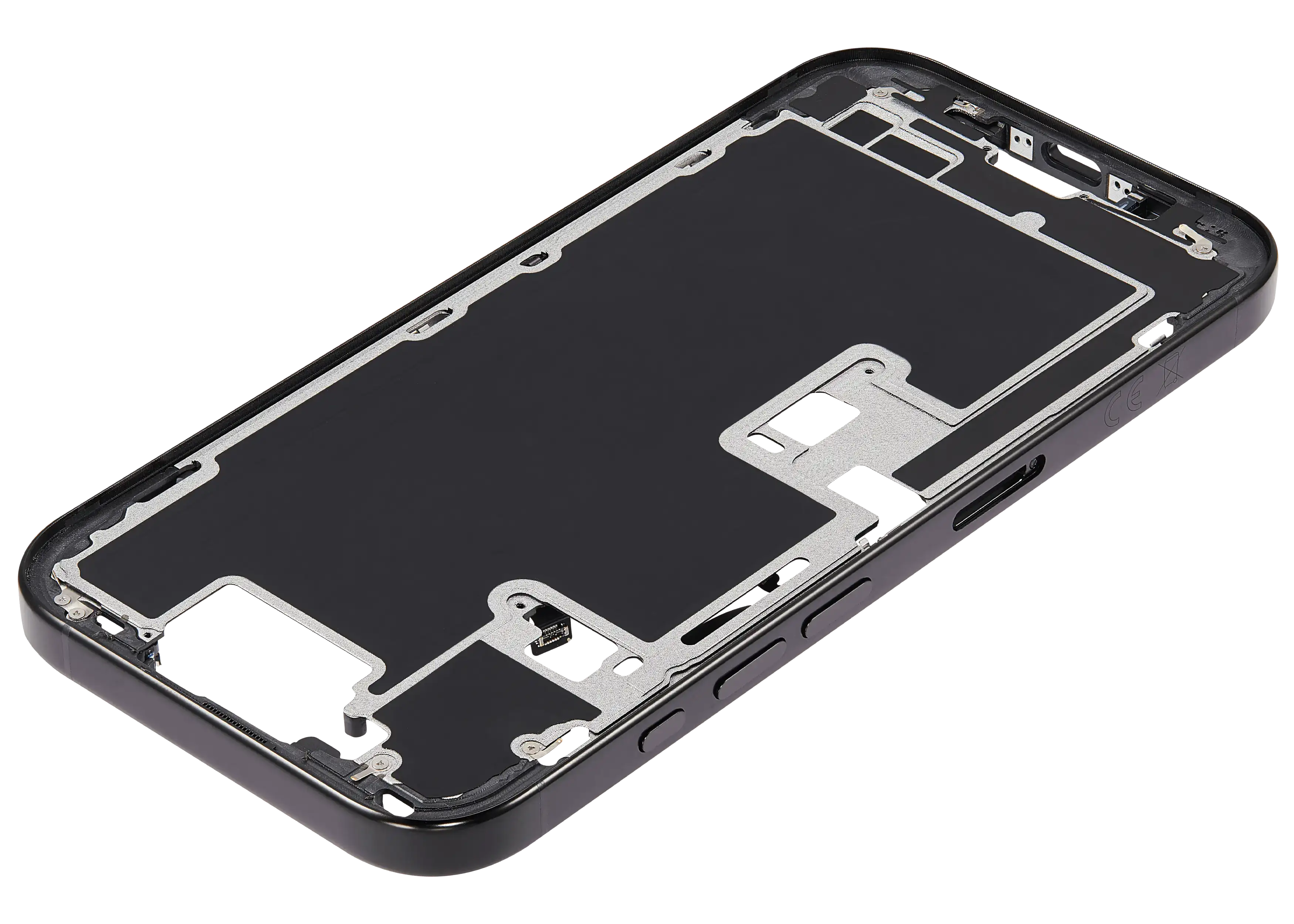 Midframe/Rahmen mit Power And Volume Button für iPhone 16 Pro (EU / Global Version) (Aftermarket Plus) (Schwarz Titanium)