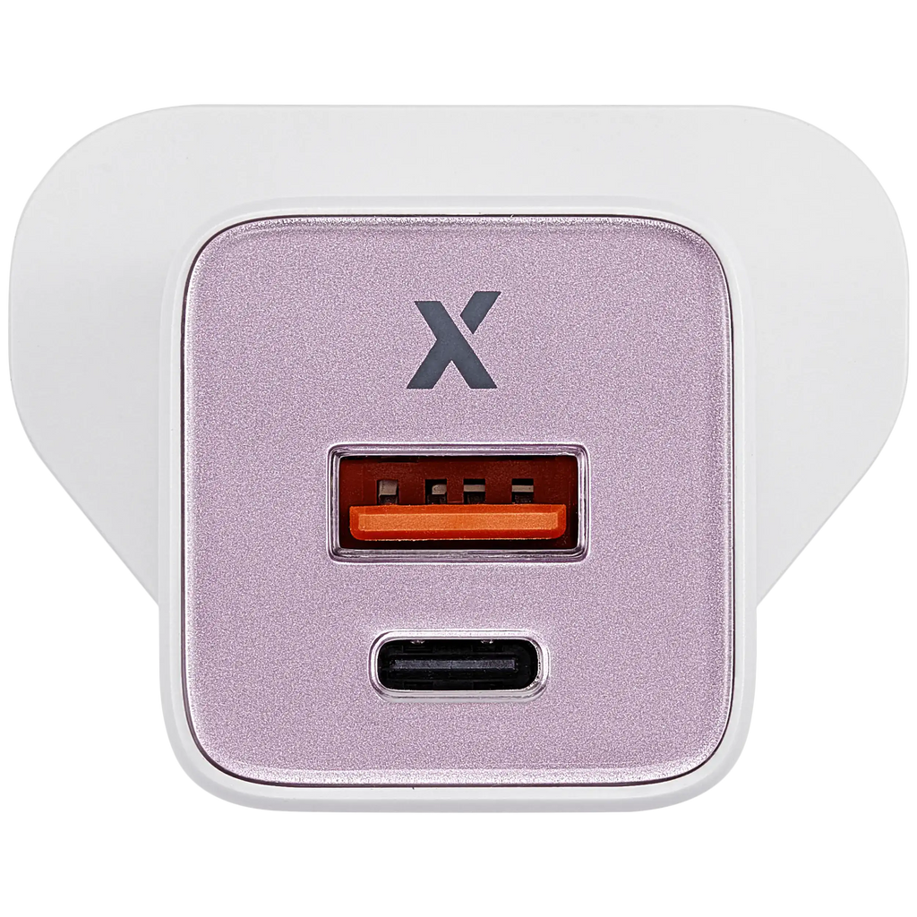 AmpSentrix 30W 2-in-1 USB-C / USB-A Wall Adapter (220V / UK Plug) (Pink)