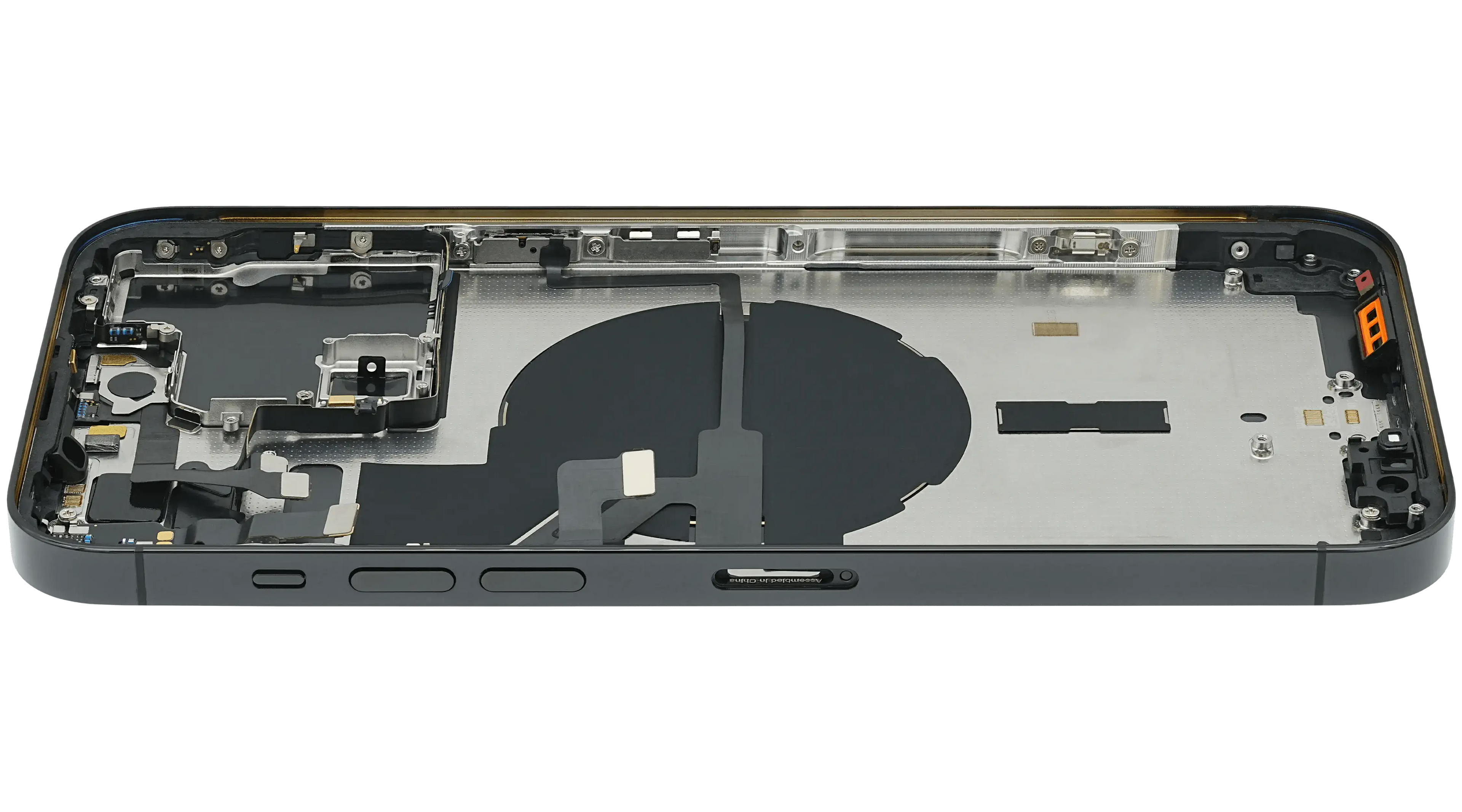 Backcover/Rahmen mit Small Parts für iPhone 14 Pro Max (EU / Global Version) (gebrauchter OEM-Ausbau, Qualität C) (Space Schwarz)