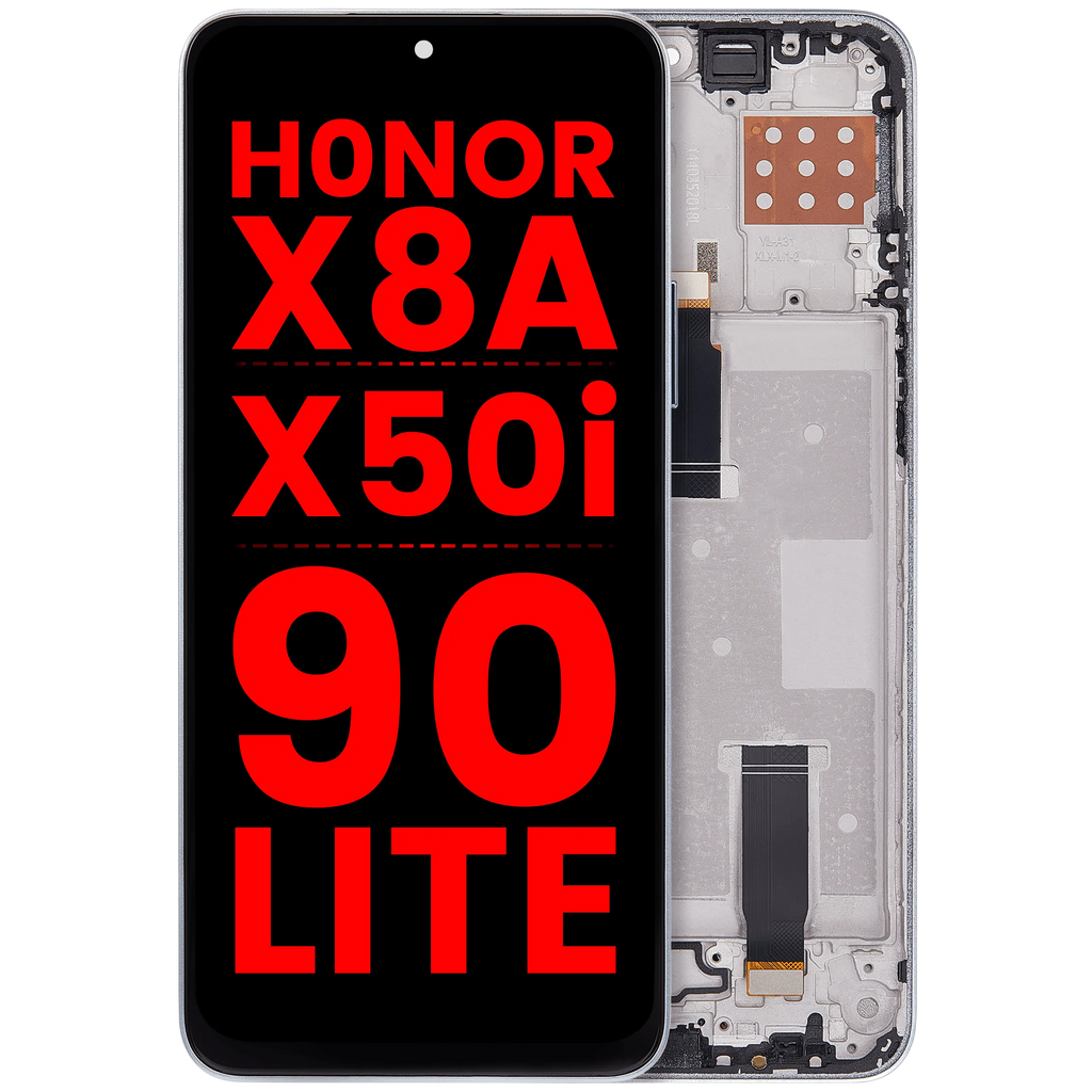LCD-Display mit Rahmen für Honor X8A / X50i / 90 Lite ((Aftermarket Plus) (Titanium Silber)