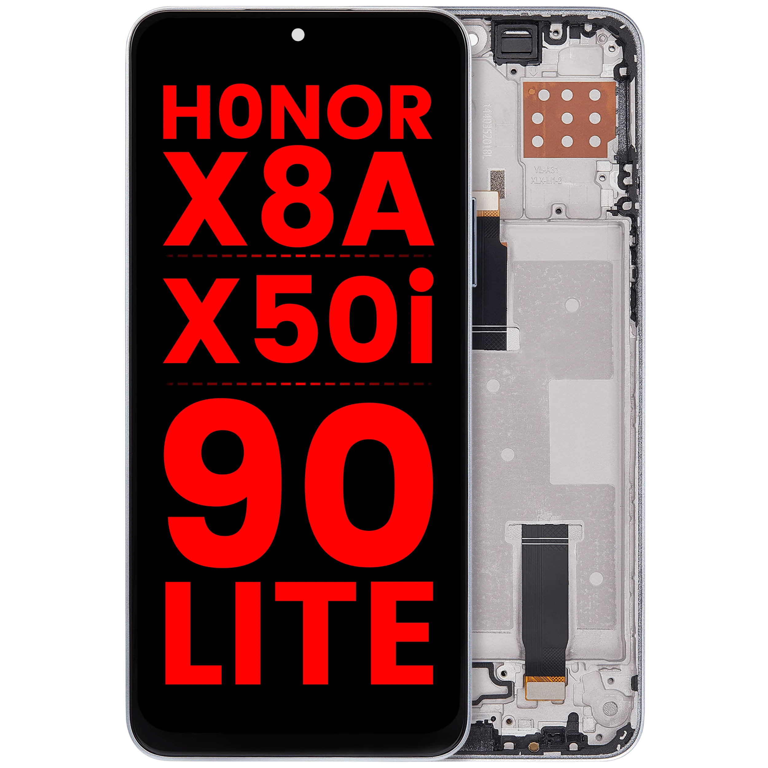 LCD-Display mit Rahmen für Honor X8A / X50i / 90 Lite ((Aftermarket Plus) (Titanium Silber)