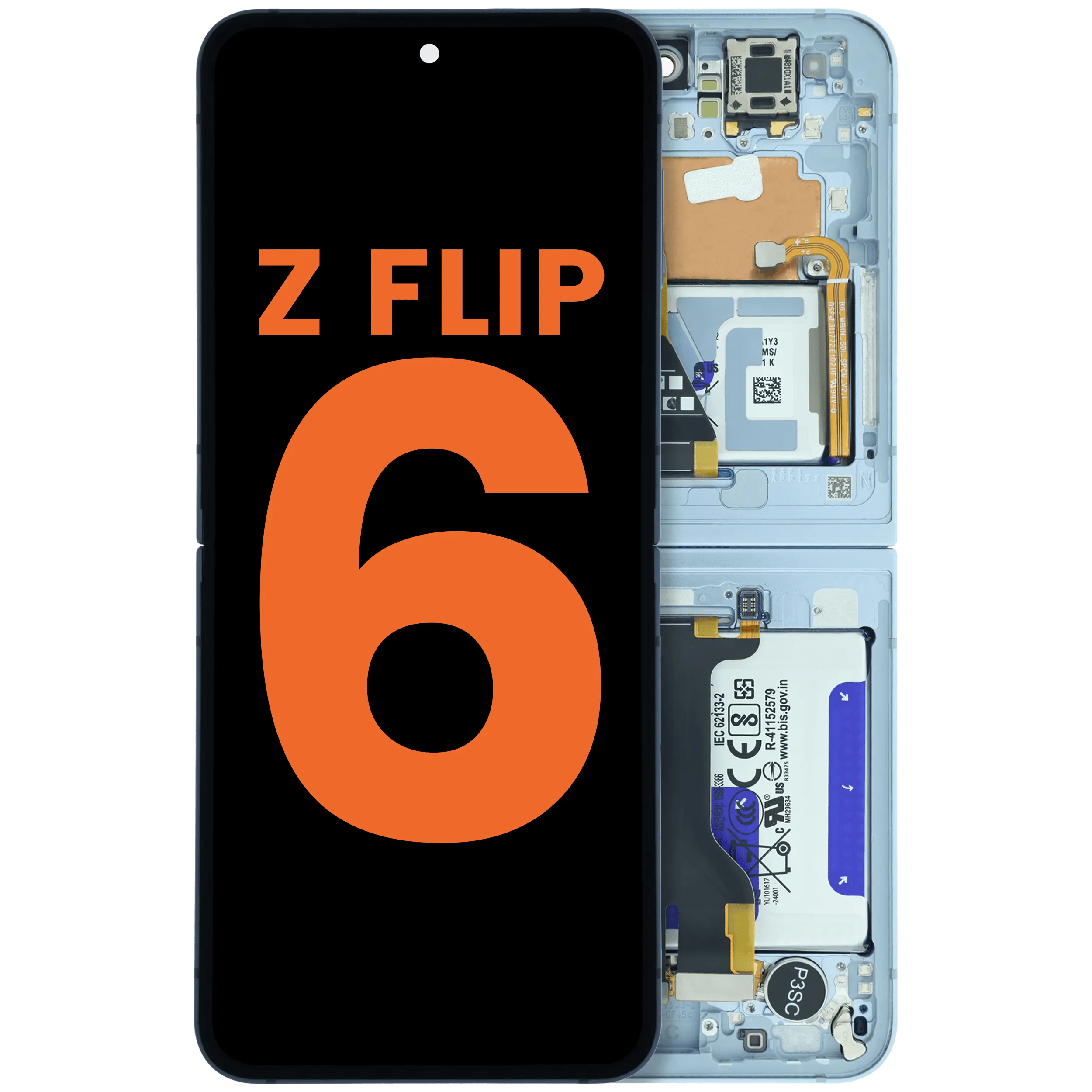 Inner OLED-Display mit Rahmen für Samsung Galaxy Z Flip 6 5G (US & International) (Blemish C) (Blau)