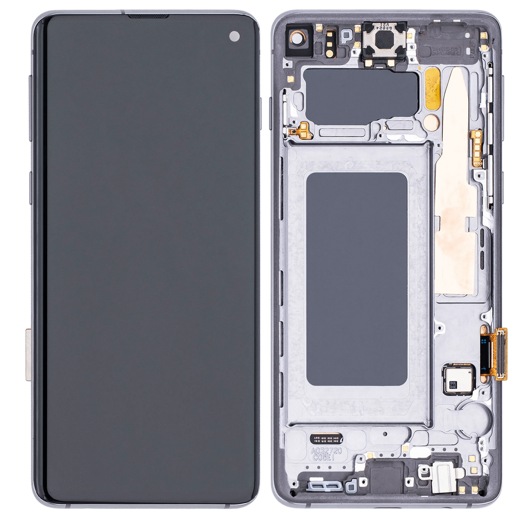 OLED-Display mit Rahmen für Samsung Galaxy S10 (Aftermarket Plus) (Prism / Ceramic Black)