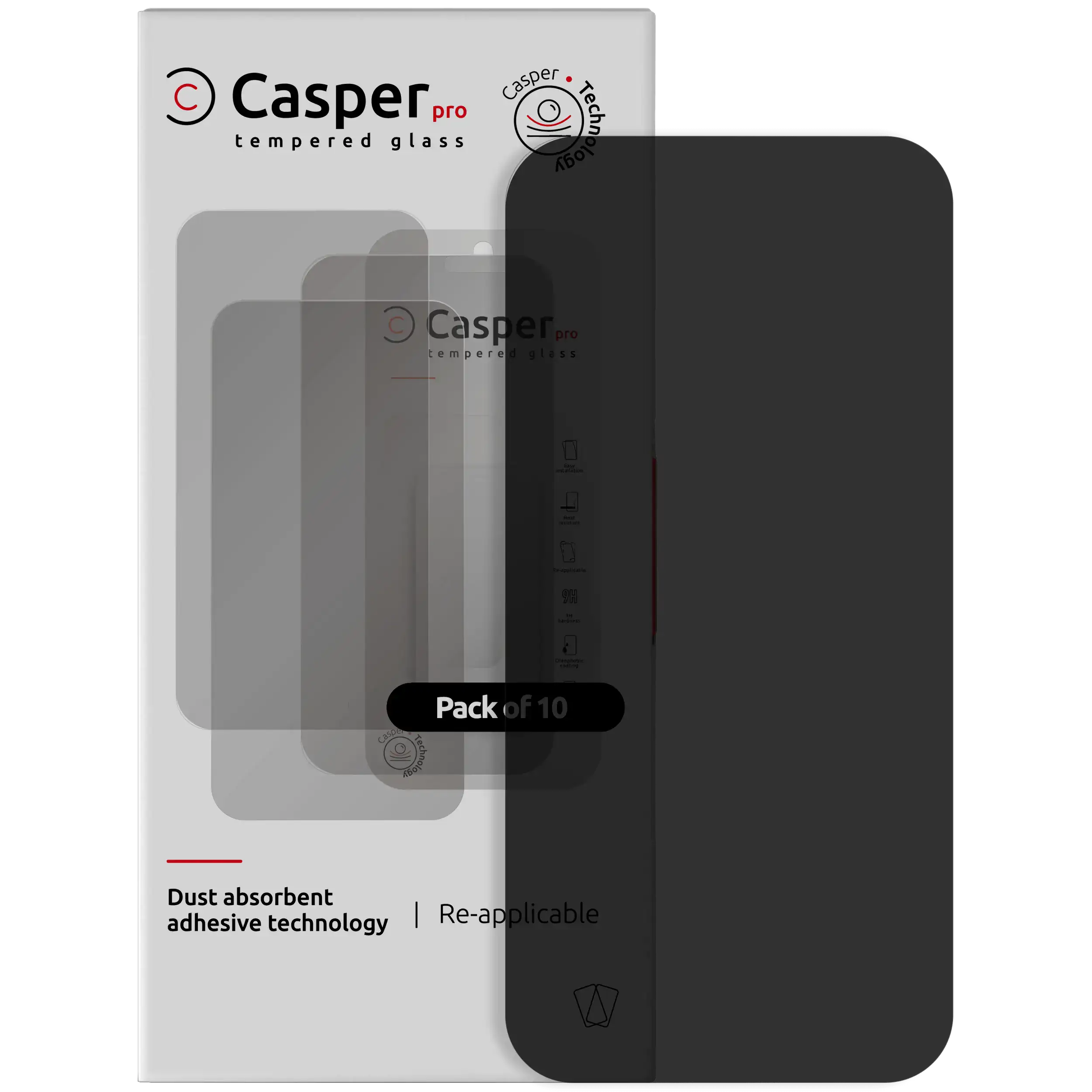 Casper Pro Gehärtetes Glas für iPhone 17 Air (10er-Pack) (Privacy)