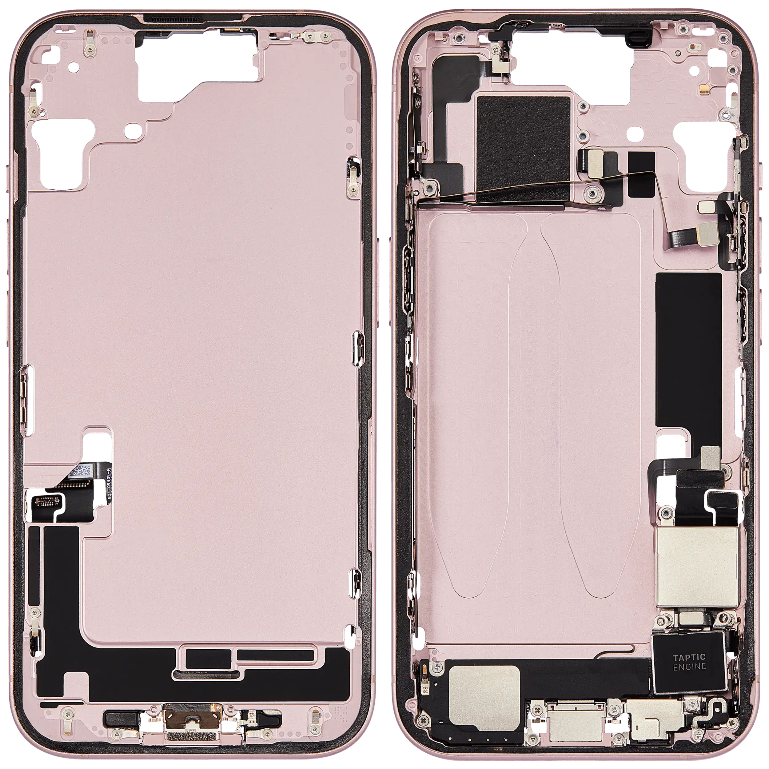 Midframe/Rahmen mit Ladebuchse Flex & Small Parts für iPhone 15 (US-Version) (gebrauchter OEM-Ausbau, Qualität C) (Pink)