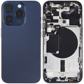 Backcover/Rahmen mit Small Parts für iPhone 15 Pro (US-Version) (gebrauchter OEM-Ausbau, Qualität B) (Blau Titanium)