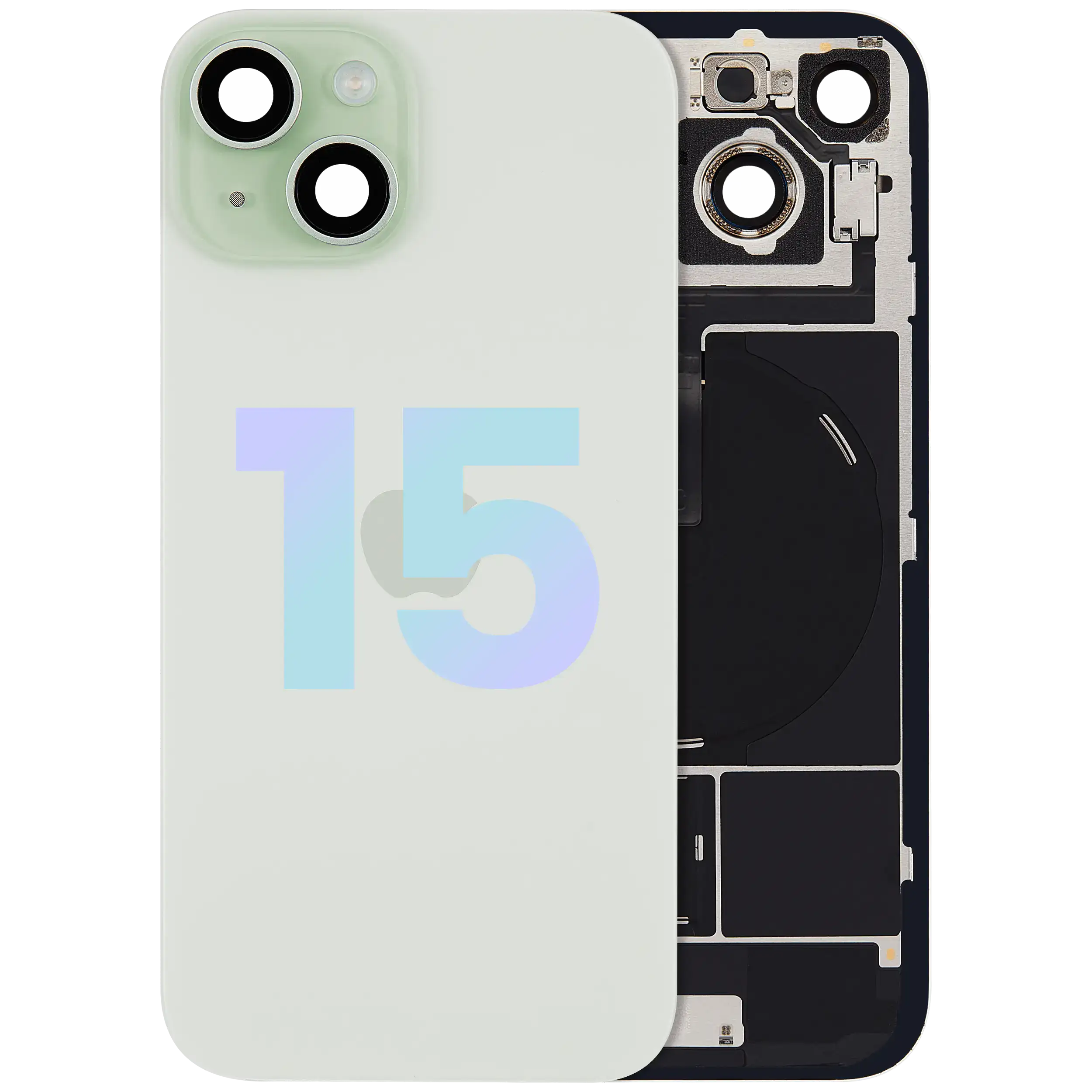 Backcover mit MagSafe Magnet & NFC & Blitz-Flexkabel für iPhone 15 (Service Pack) (Grün)