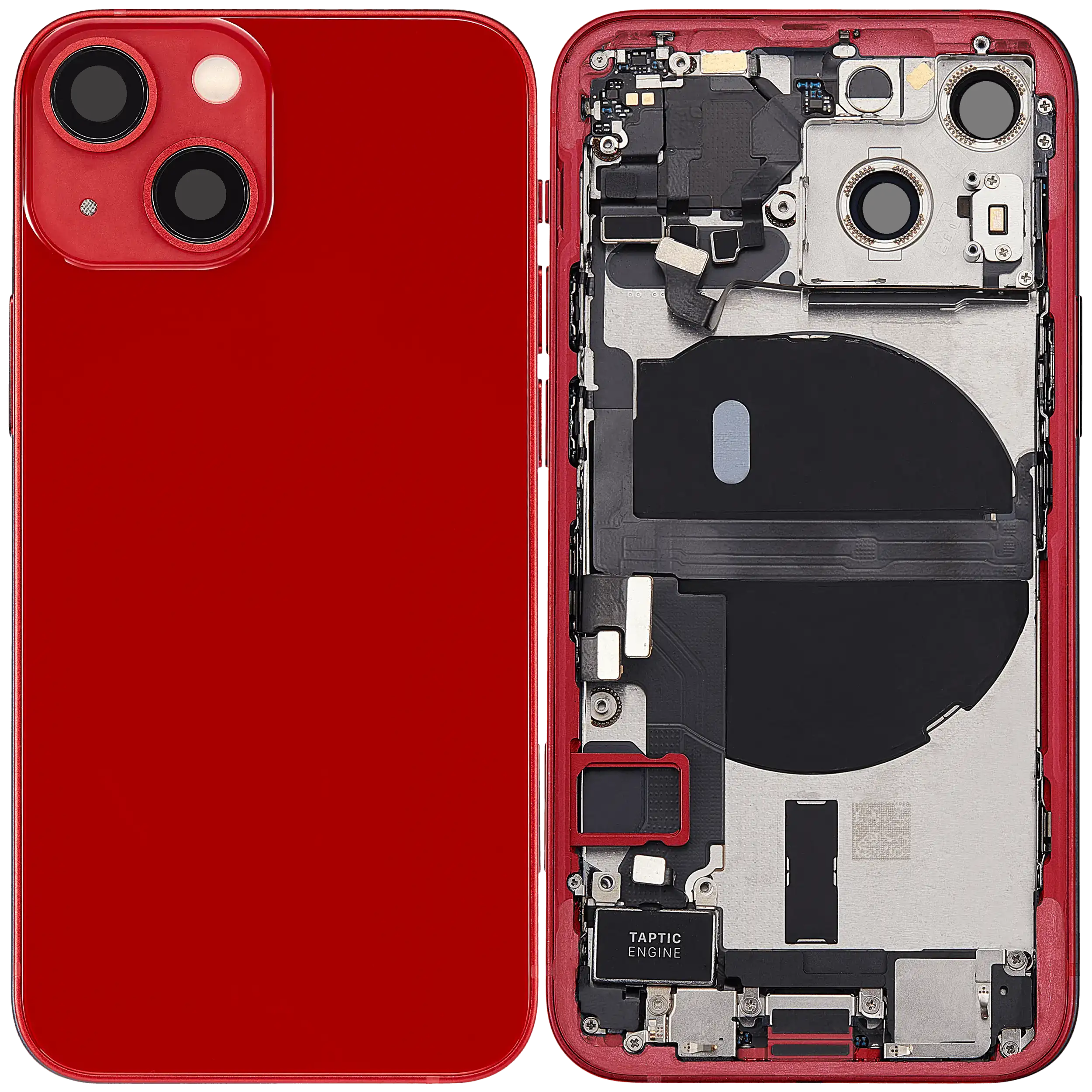 Backcover/Rahmen mit Ladebuchse Flex & Small Parts für iPhone 13 Mini (EU / Global Version) (gebrauchter OEM-Ausbau, Qualität C) (Rot)