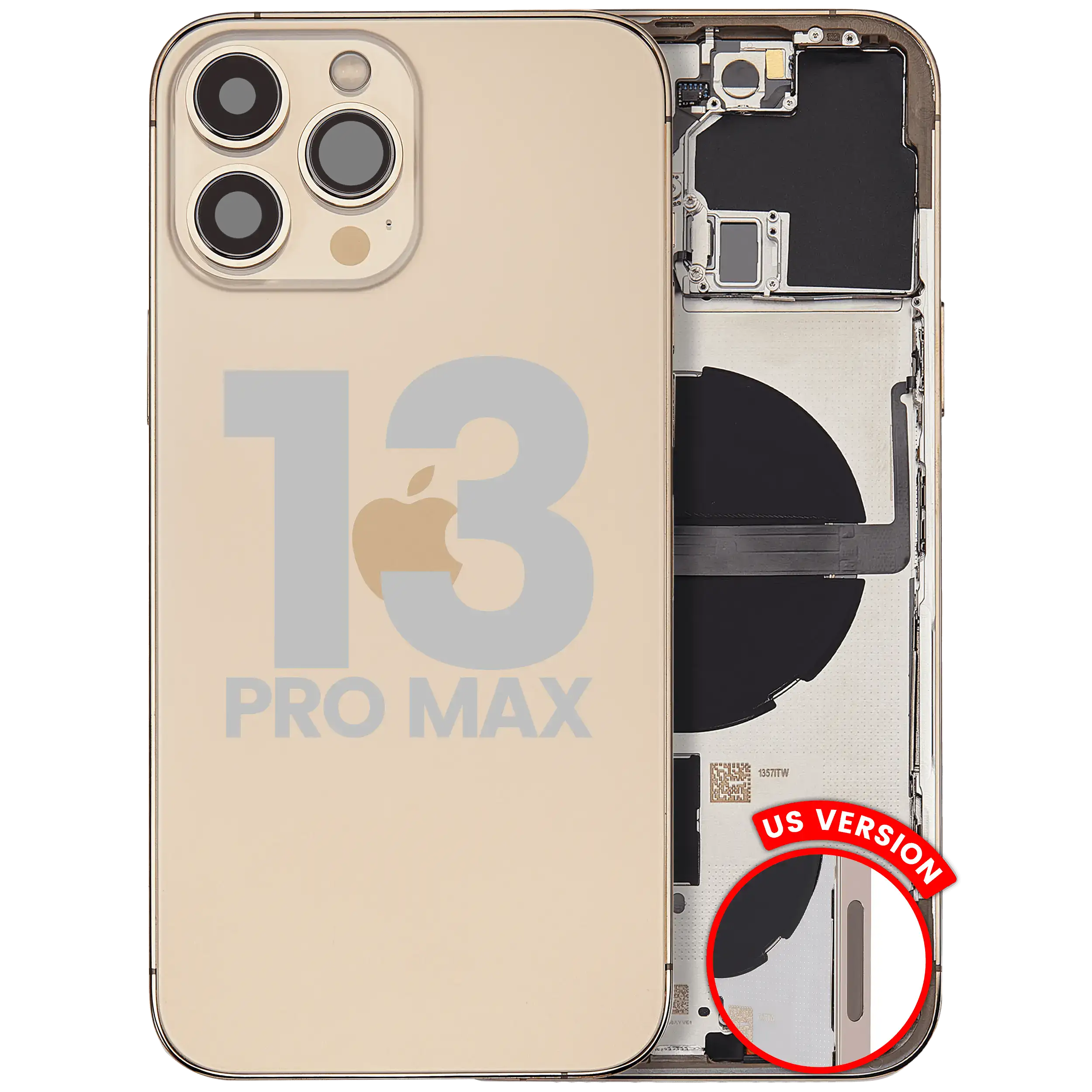 Backcover/Rahmen mit Small Parts für iPhone 13 Pro Max (US-Version) (gebrauchter OEM-Ausbau, Qualität A) (Gold)