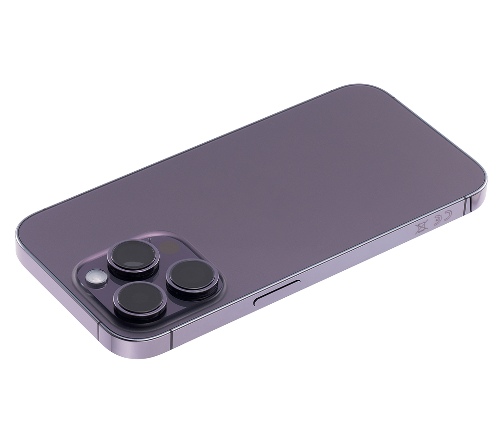 Backcover/Rahmen mit Small Parts für iPhone 14 Pro (EU / Global Version) (gebrauchter OEM-Ausbau, Qualität A) (Deep Purple)