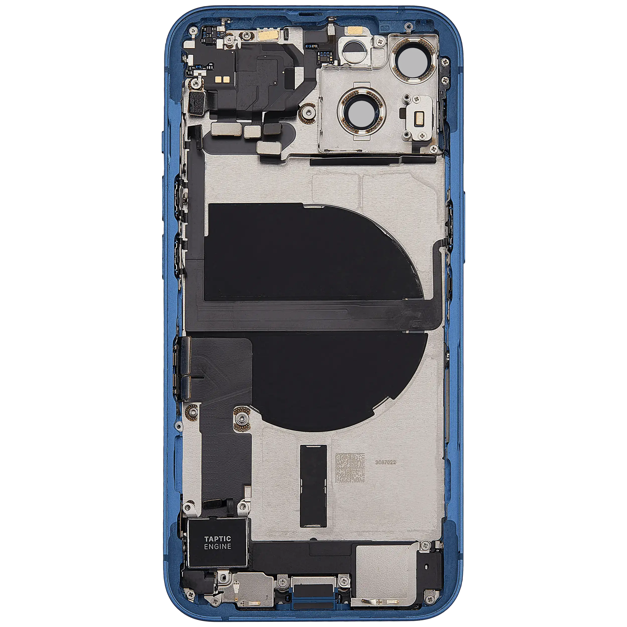 Backcover/Rahmen mit Ladebuchse Flex & Small Parts für iPhone 13 (US-Version) (gebrauchter OEM-Ausbau, Qualität C) (Blau)