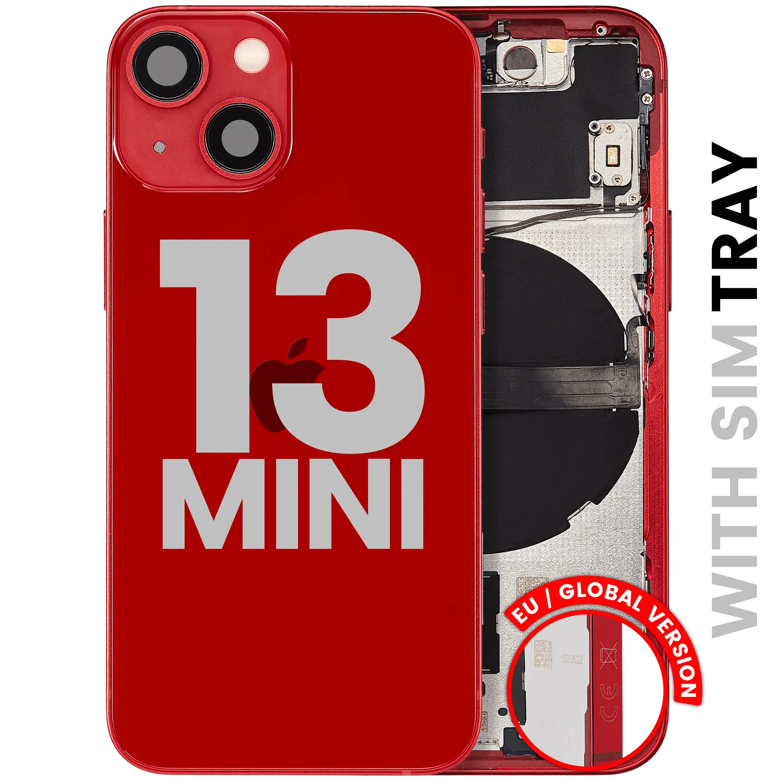 Backcover/Rahmen mit Small Parts für iPhone 13 Mini (EU / Global Version) (gebrauchter OEM-Ausbau, Qualität B) (Rot)