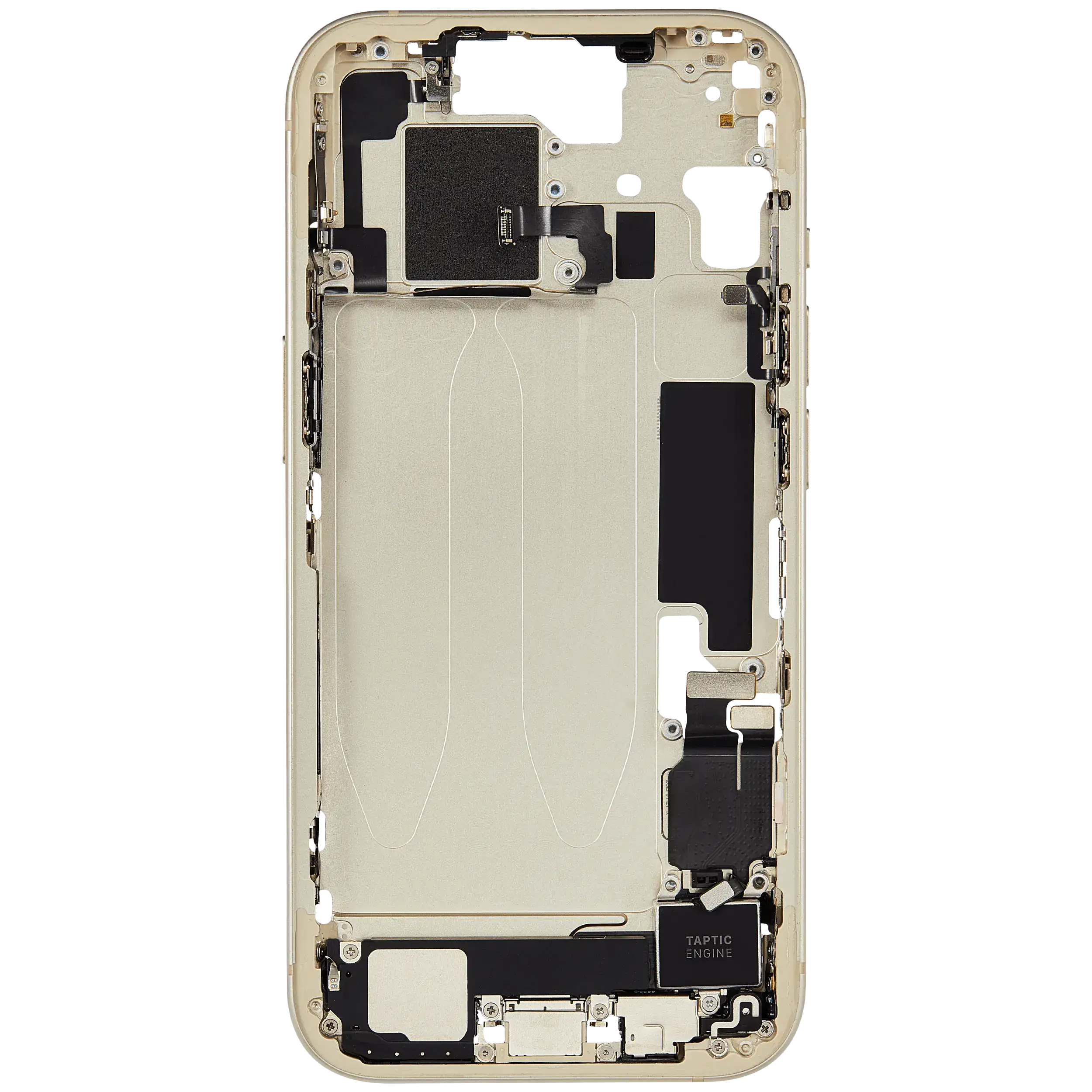 Midframe/Rahmen mit Ladebuchse Flex & Small Parts für iPhone 15 (EU / Global Version) (gebrauchter OEM-Ausbau, Qualität C) (Gelb)