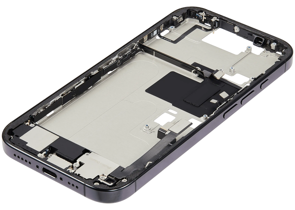 Gehäuse mit Ladebuchse für iPhone 16 Pro US Schwarz Titan OEM A