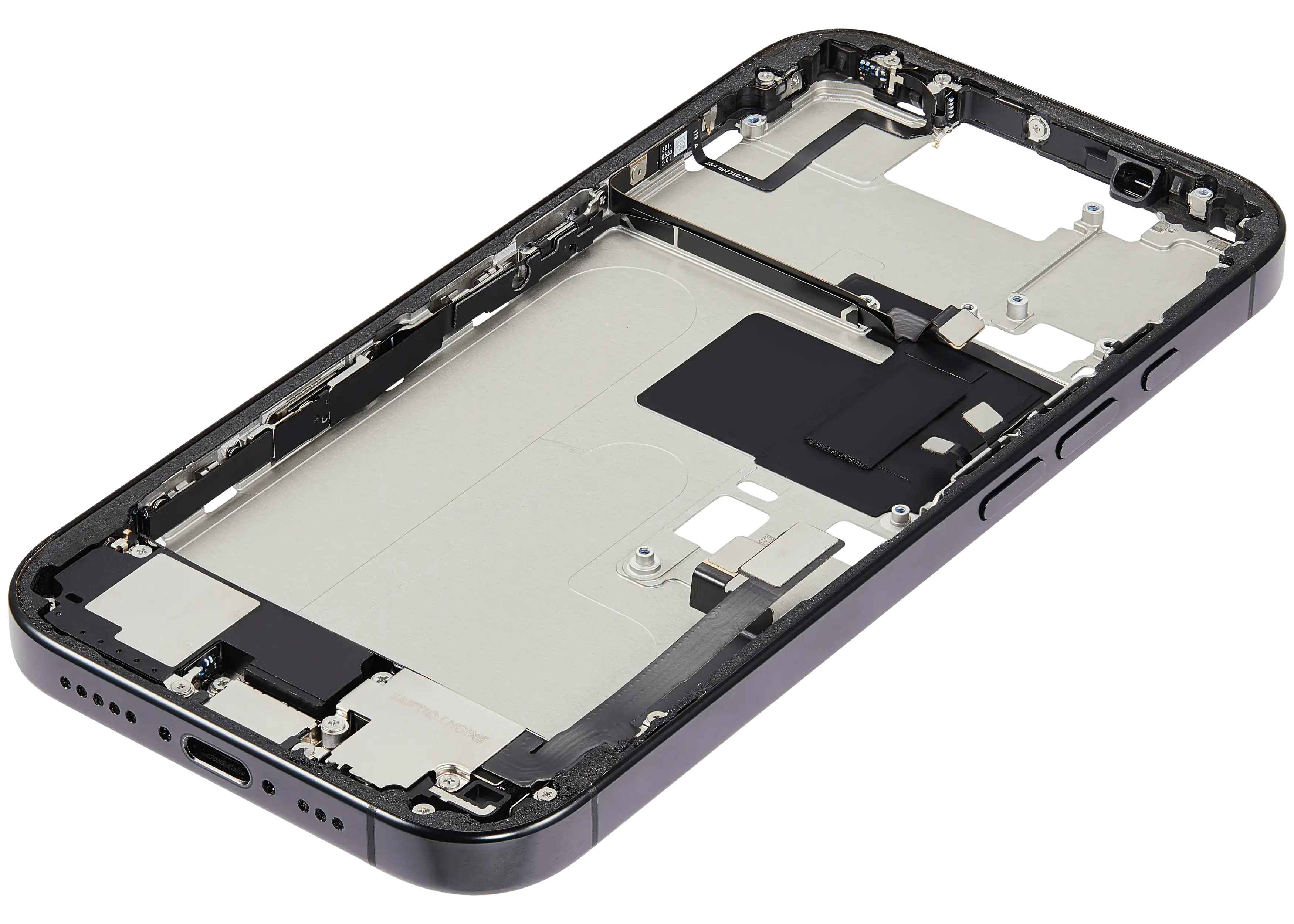 Gehäuse mit Ladebuchse für iPhone 16 Pro US Schwarz Titan OEM A