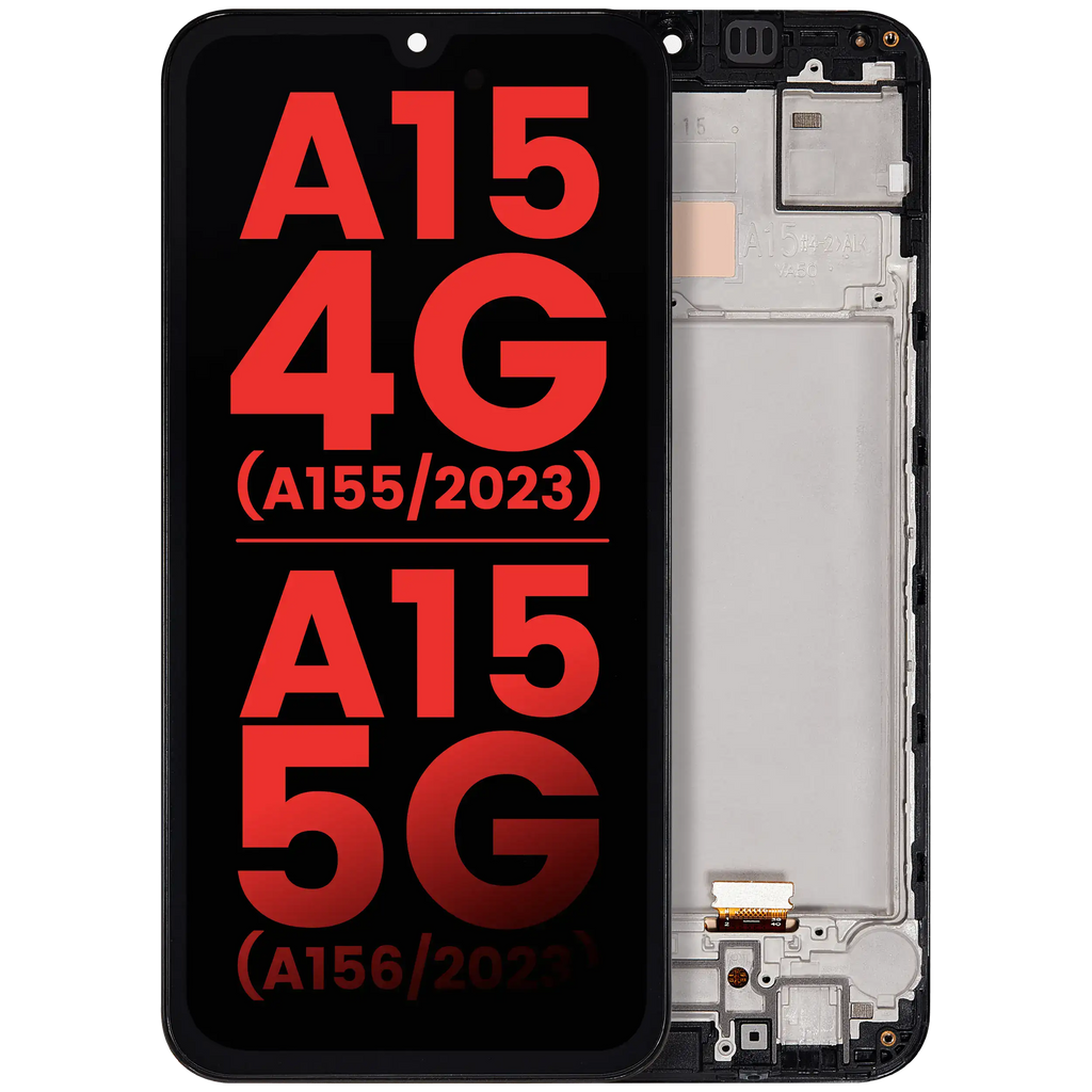 OLED-Display mit Rahmen für Samsung Galaxy A15 4G/5G, Aftermarket Plus,