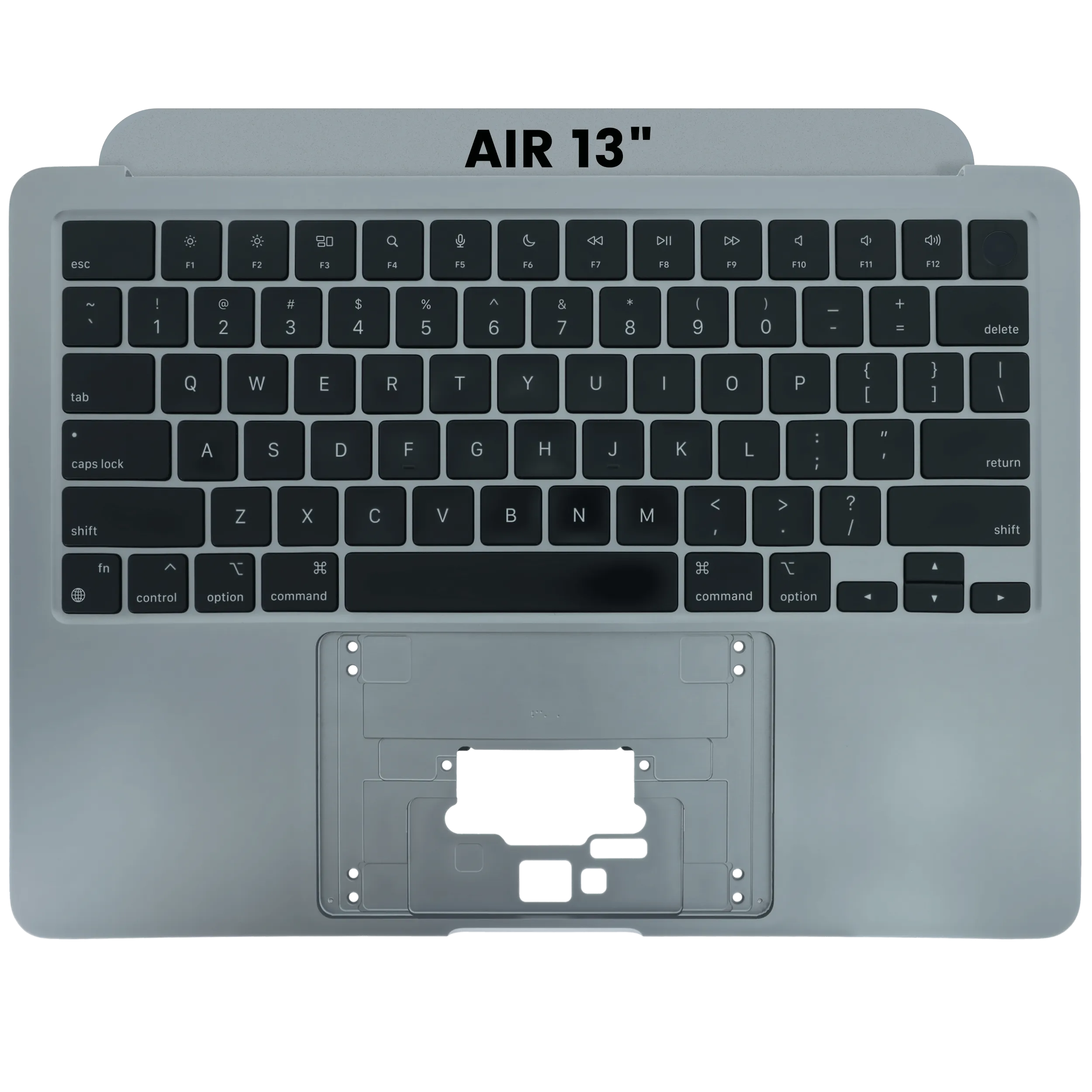 Top Case mit Keyboard (ANSI US) für MacBook Air 13" A2681 (2022) (gebrauchter OEM-Ausbau, Qualität A) (Space Grau)