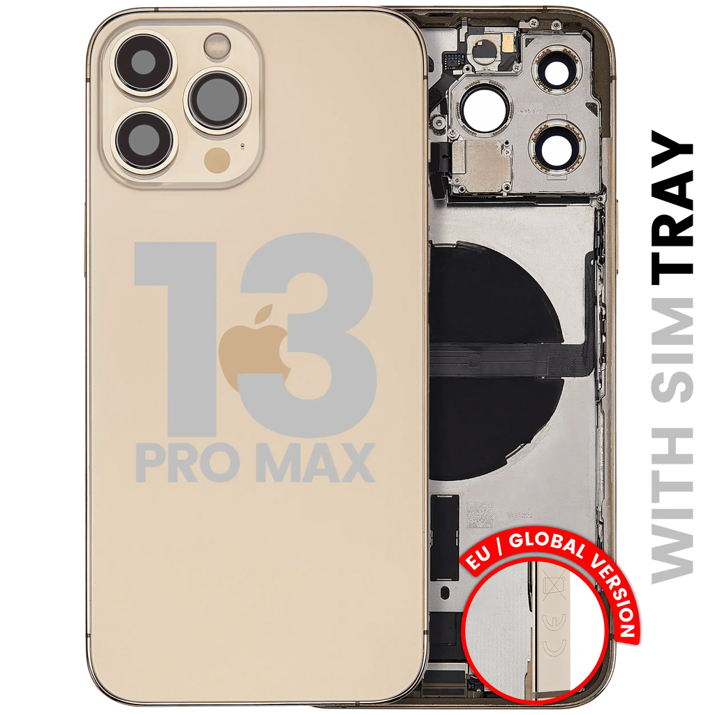 Backcover/Rahmen mit Ladebuchse Flex & Small Parts für iPhone 13 Pro Max (EU / Global Version) (gebrauchter OEM-Ausbau, Qualität C) (Gold)