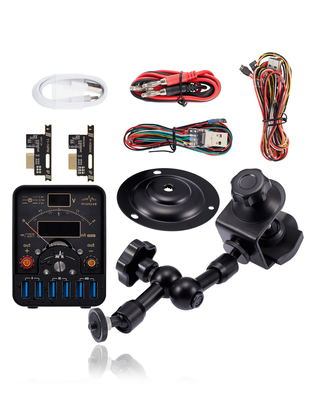 LT1 Individual DC Power Supply Unit mit Diagnosis Meter, Quarter Bracket Holder 7" Bulldozer & Expansion Card iPhone 6 to 14 Series (Qianli)