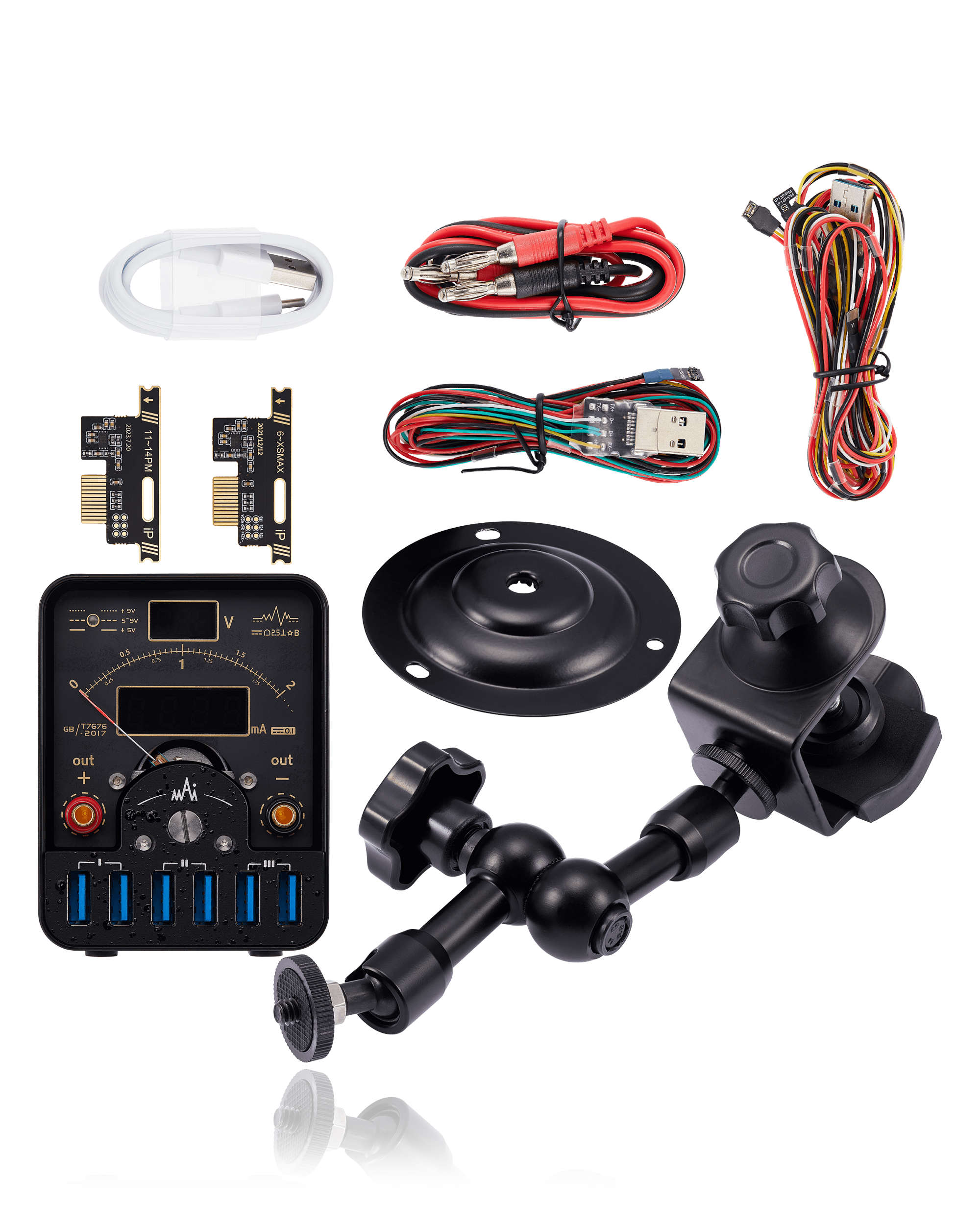 LT1 Individual DC Power Supply Unit mit Diagnosis Meter, Quarter Bracket Holder 7" Bulldozer & Expansion Card iPhone 6 to 14 Series (Qianli)
