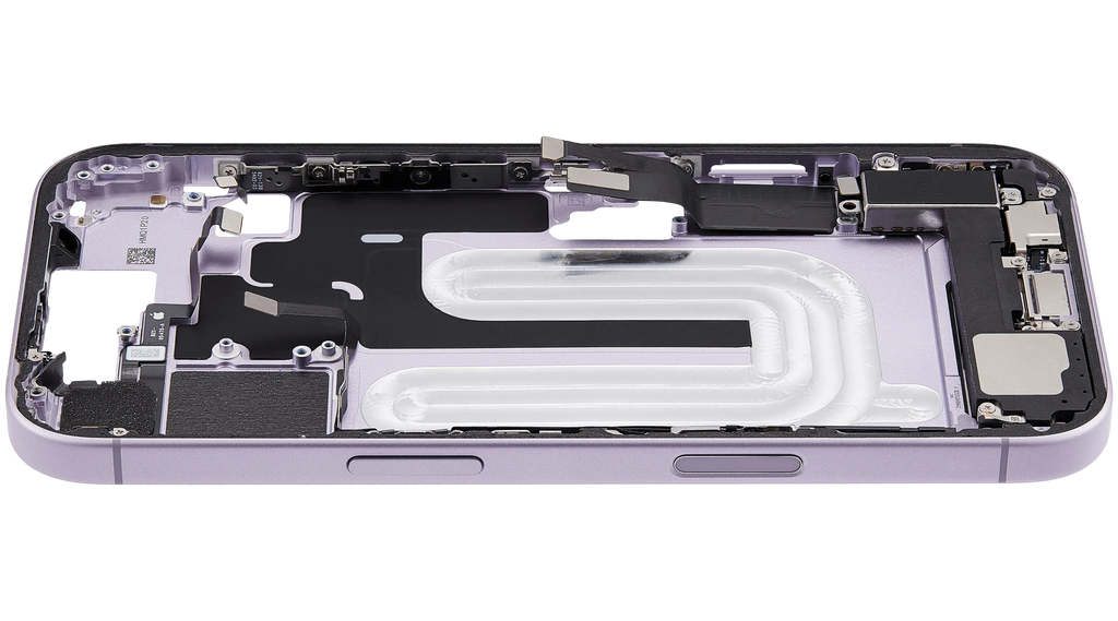 Midframe/Rahmen mit Ladebuchse Flex & Small Parts für iPhone 17 (EU / Global Version) (gebrauchter OEM-Ausbau, Qualität A) (Lavender)