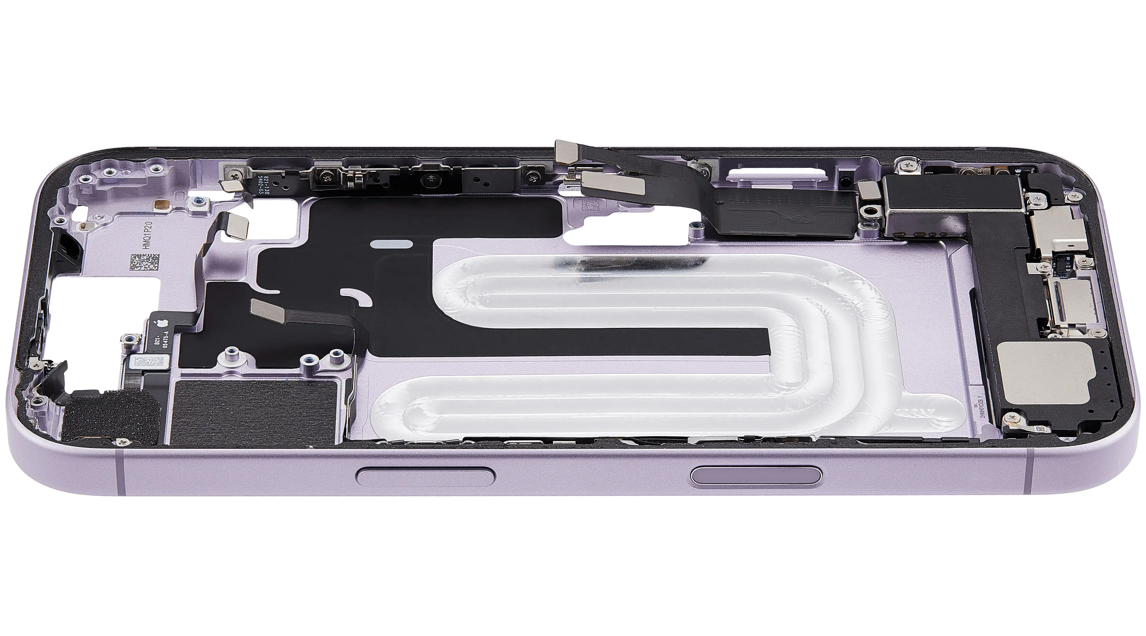Midframe/Rahmen mit Ladebuchse Flex & Small Parts für iPhone 17 (EU / Global Version) (gebrauchter OEM-Ausbau, Qualität A) (Lavender)