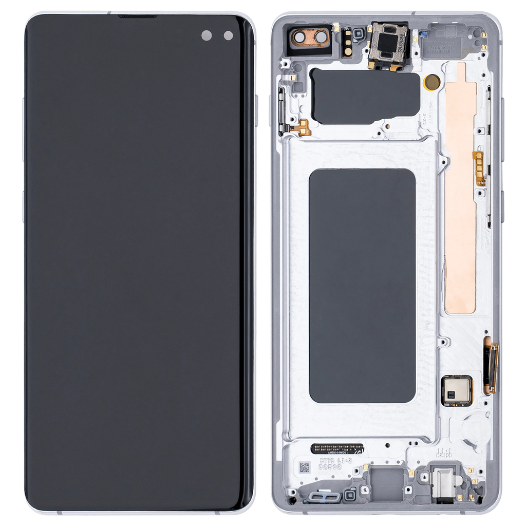OLED-Display mit Rahmen für Samsung Galaxy S10 Plus (Aftermarket Plus) (Prism White)