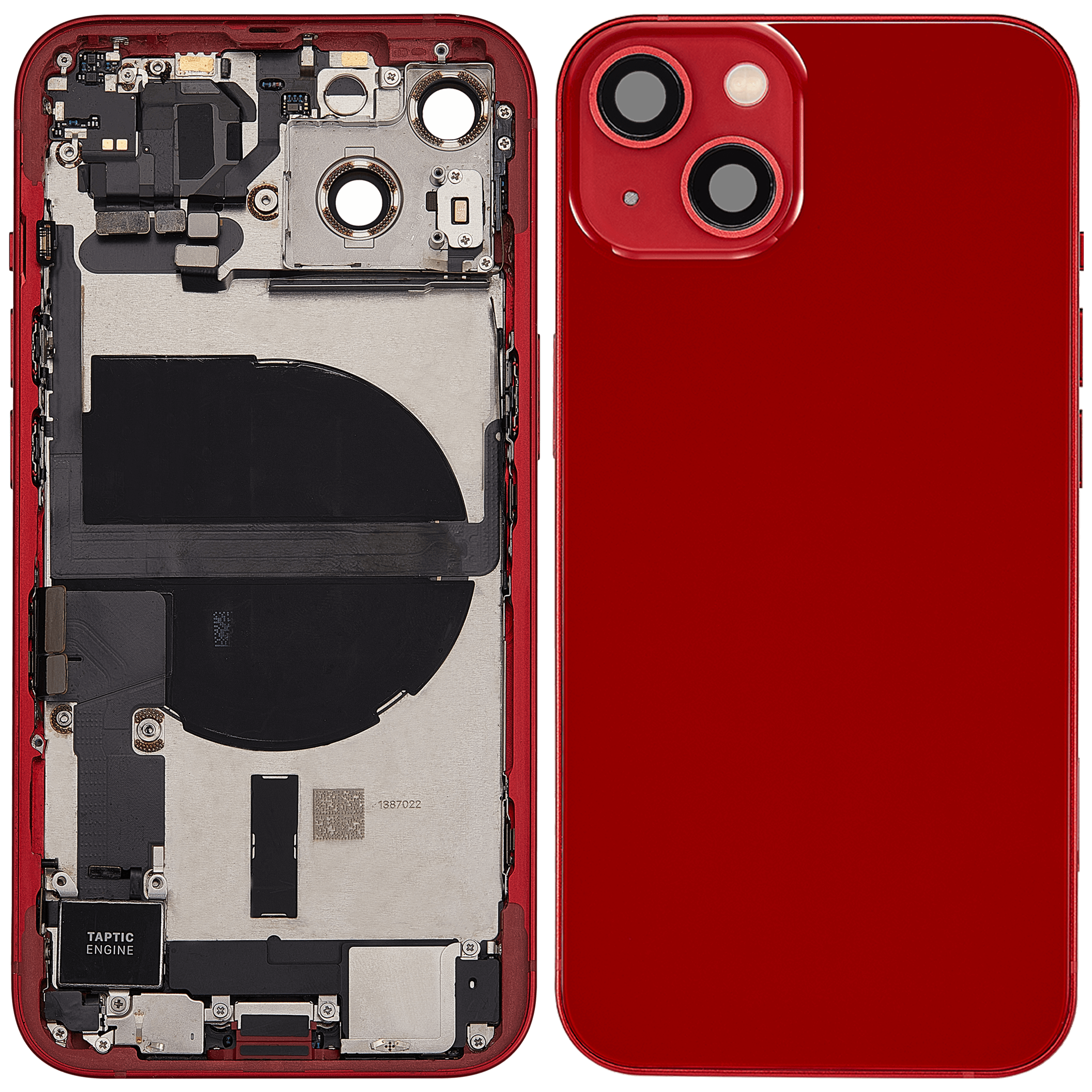 Backcover/Rahmen mit Ladebuchse Flex & Small Parts für iPhone 13 (EU / Global Version) (gebrauchter OEM-Ausbau, Qualität B) (Rot)