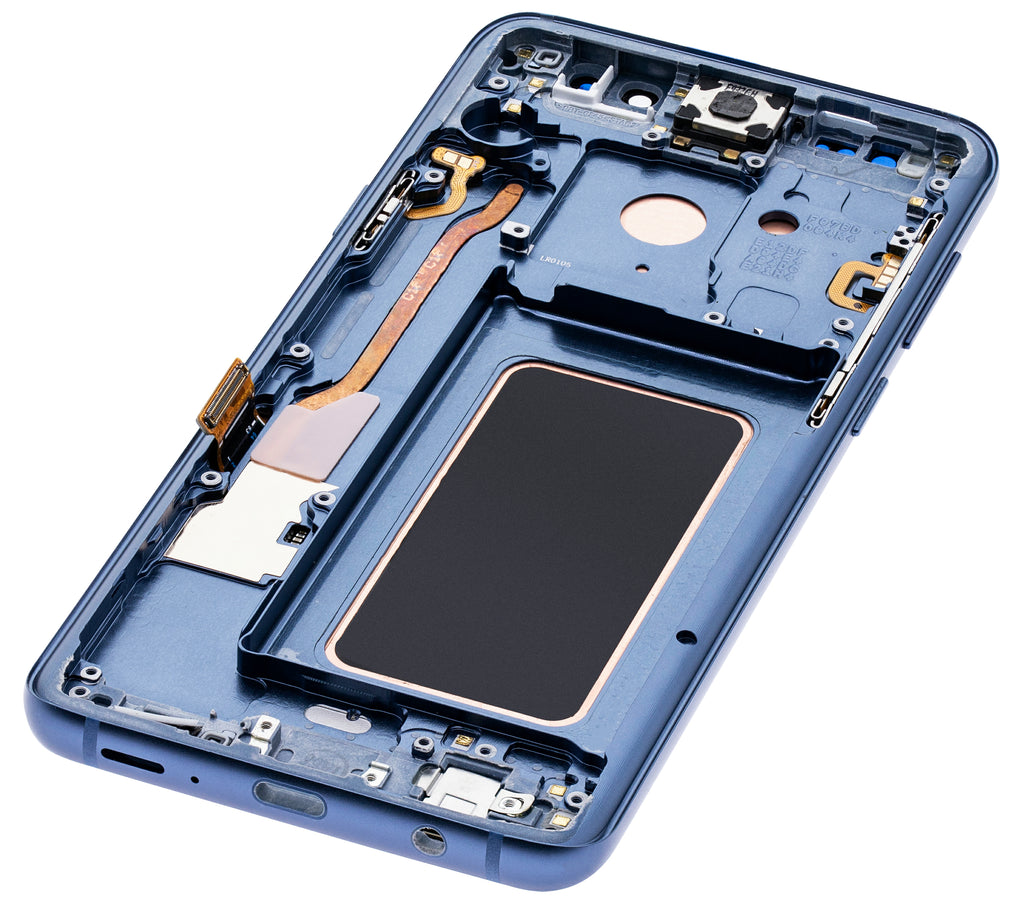 OLED-Display mit Rahmen für Samsung Galaxy S9 Plus (gebrauchter OEM-Ausbau, Qualität B/C) (Coral Blau)