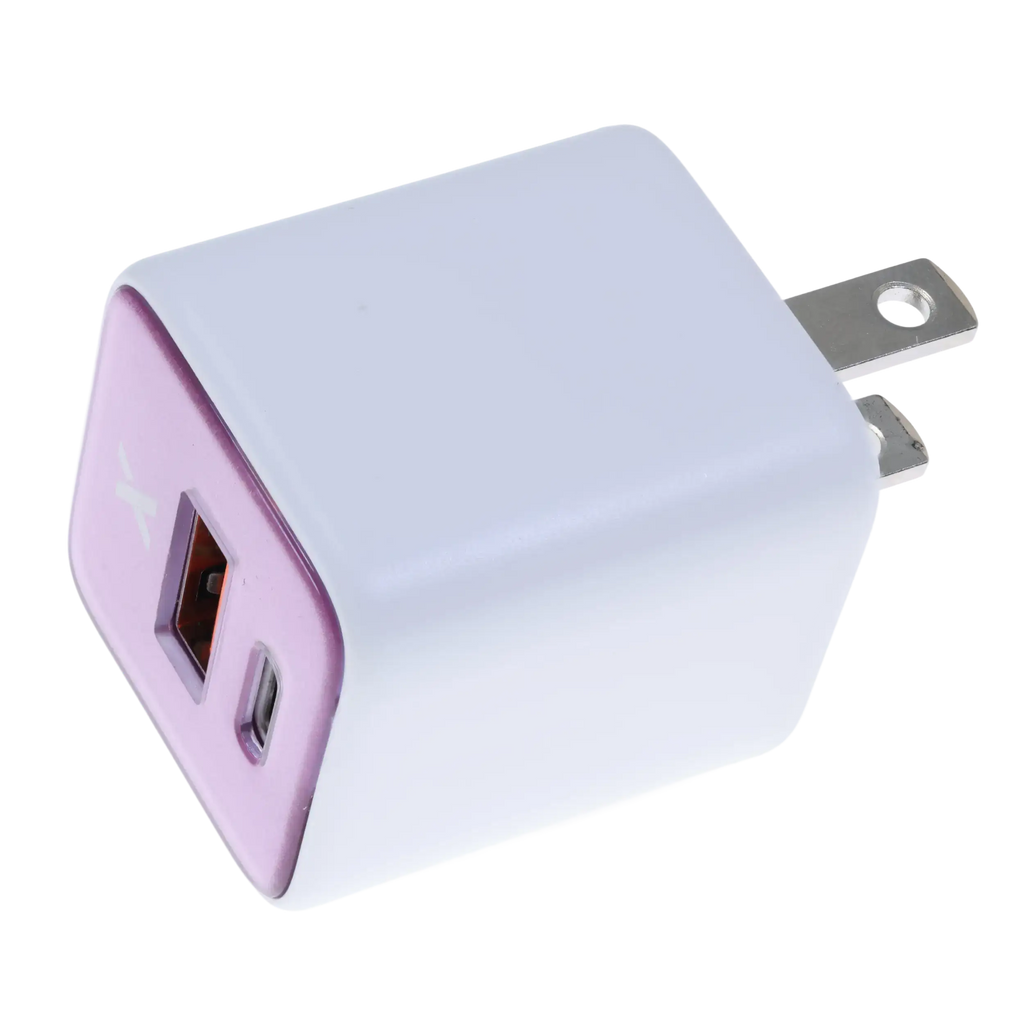 AmpSentrix Pro 30W 2-in-1 USB-C / USB-A GaN Wall Adapter (Pink)