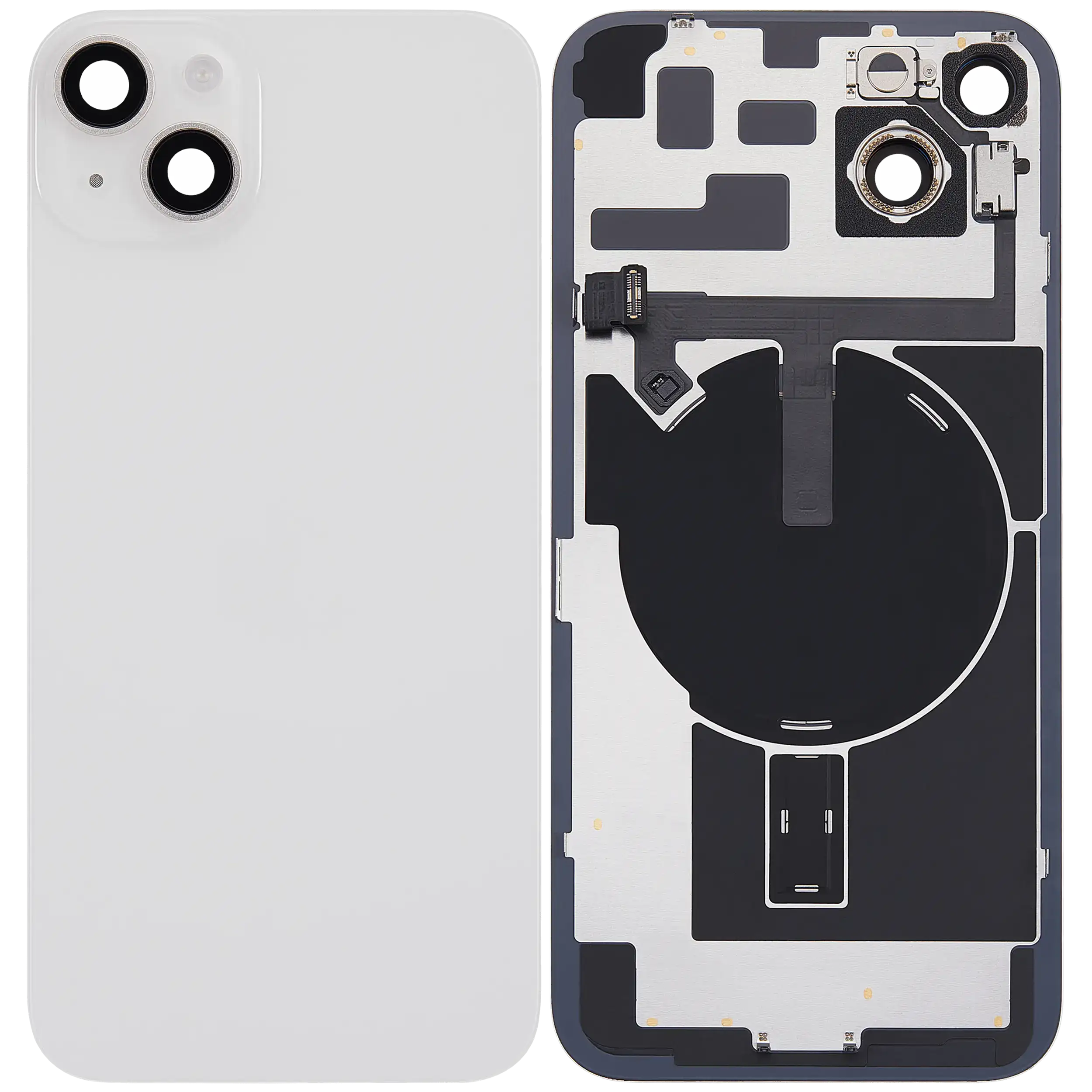 Backcover mit MagSafe Magnet & NFC & Blitz-Flexkabel für iPhone 14 Plus (gebrauchter OEM-Ausbau, Qualität B) (Starlight)