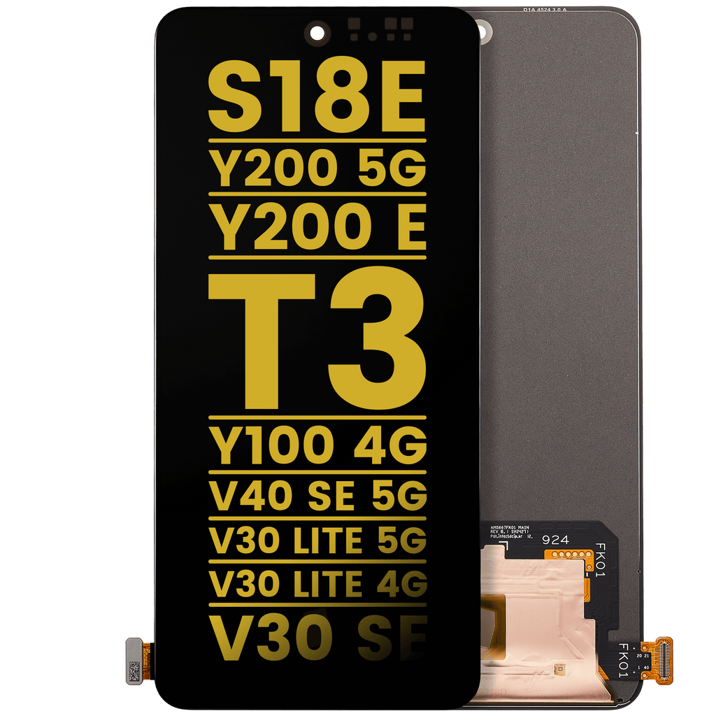 OLED-Display ohne Rahmen Compatible für Vivo S18e / Y200 5 G / Y200 E/ T3/ Y100 4G/ V40 SE 5G / V30 lite 5G / V30 lite 4G / V30 SE (Refurbished) (Alle Farben)