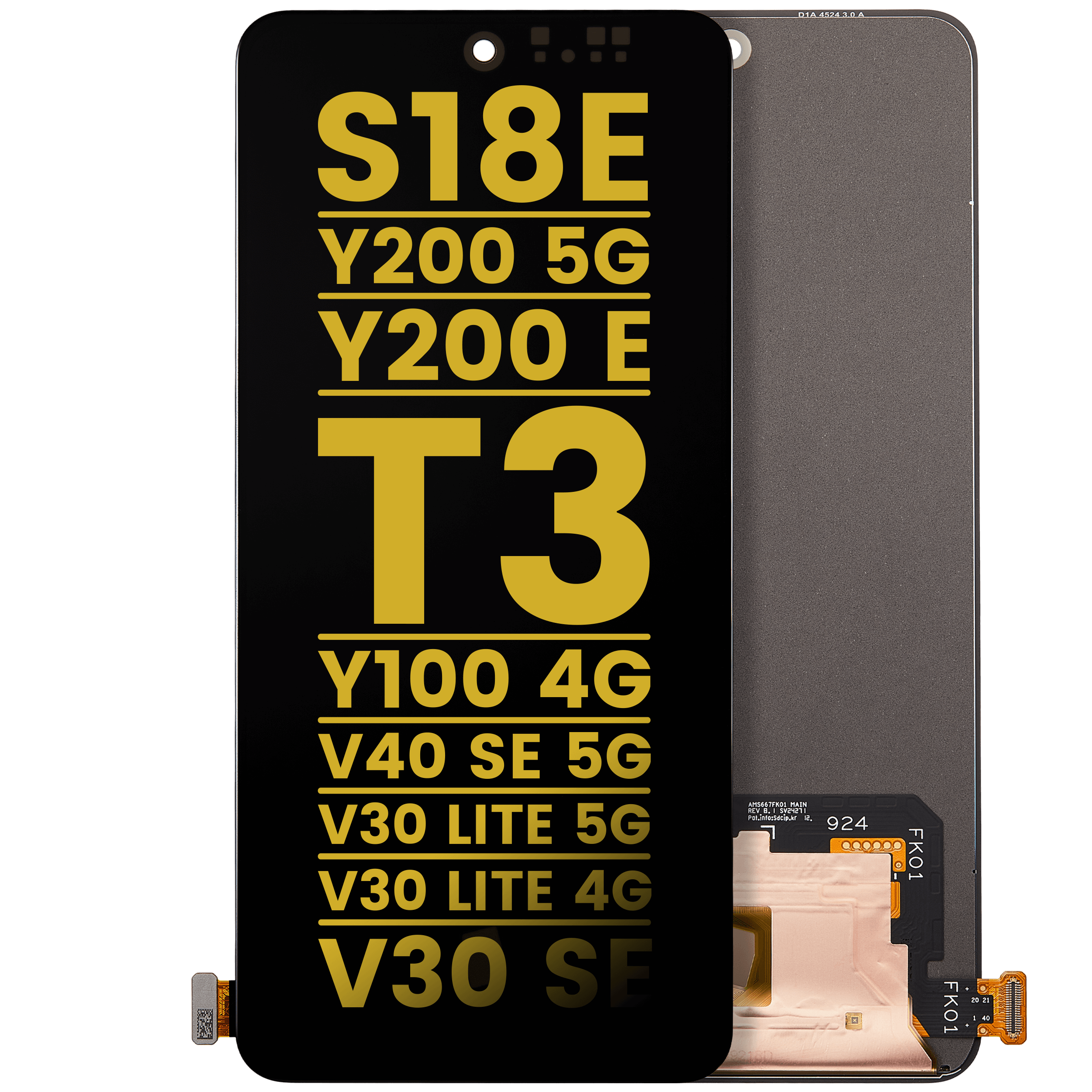 OLED-Display ohne Rahmen Compatible für Vivo S18e / Y200 5 G / Y200 E/ T3/ Y100 4G/ V40 SE 5G / V30 lite 5G / V30 lite 4G / V30 SE (Refurbished) (Alle Farben)