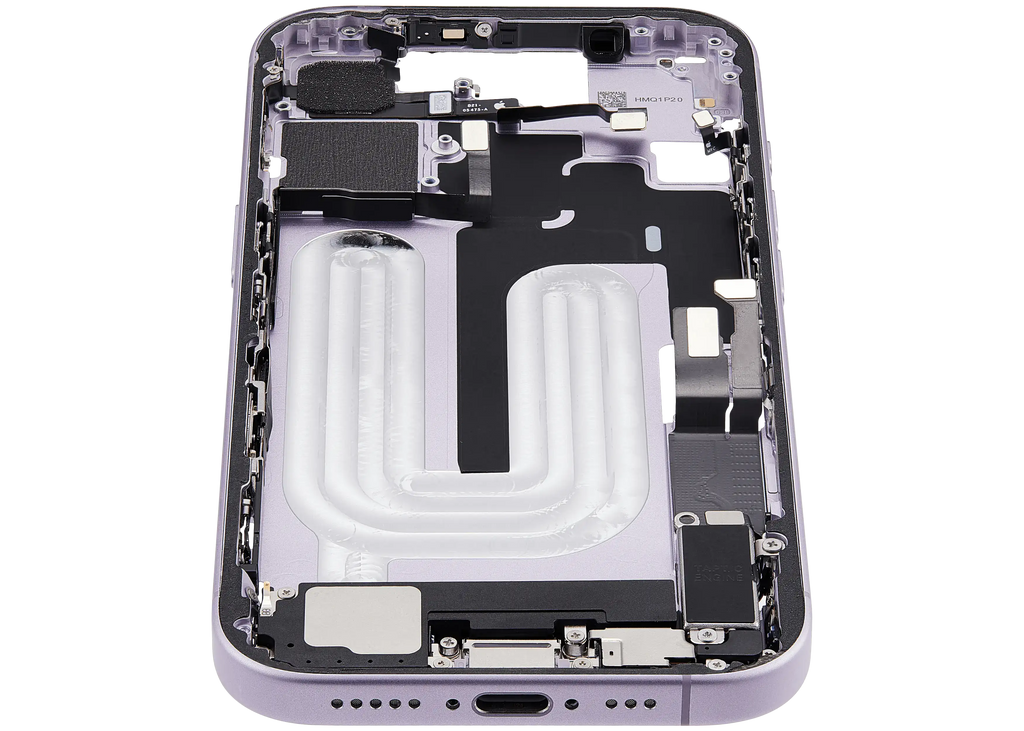 Midframe/Rahmen mit Ladebuchse Flex & Small Parts für iPhone 17 (EU / Global Version) (gebrauchter OEM-Ausbau, Qualität A) (Lavender)