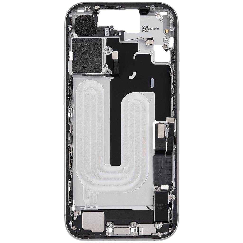 Midframe/Rahmen mit Ladebuchse Flex & Small Parts für iPhone 17 (EU / Global Version) (gebrauchter OEM-Ausbau, Qualität C) (Weiß)