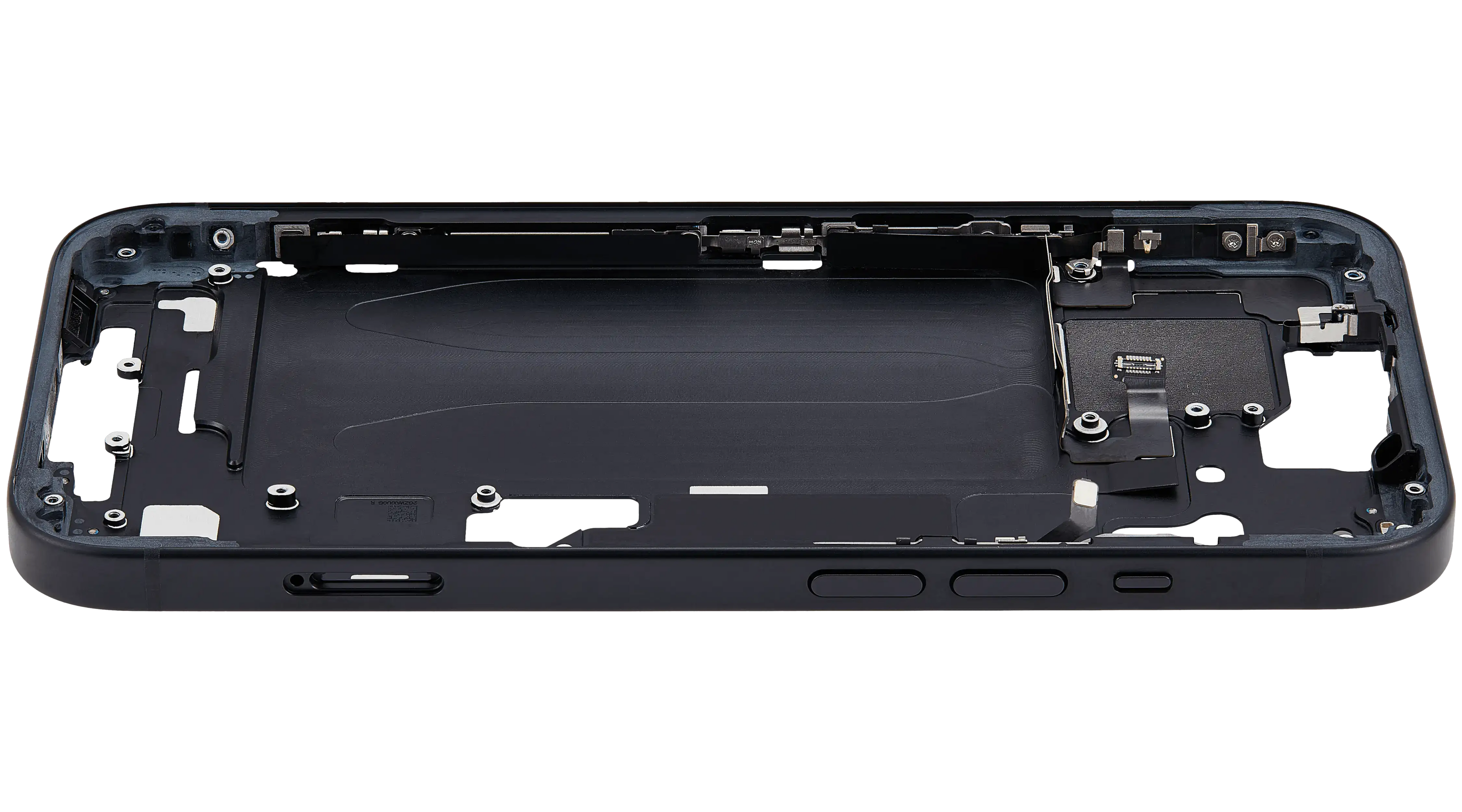 Midframe/Rahmen mit Small Parts für iPhone 15 (EU / Global Version) (gebrauchter OEM-Ausbau, Qualität C) (Schwarz)
